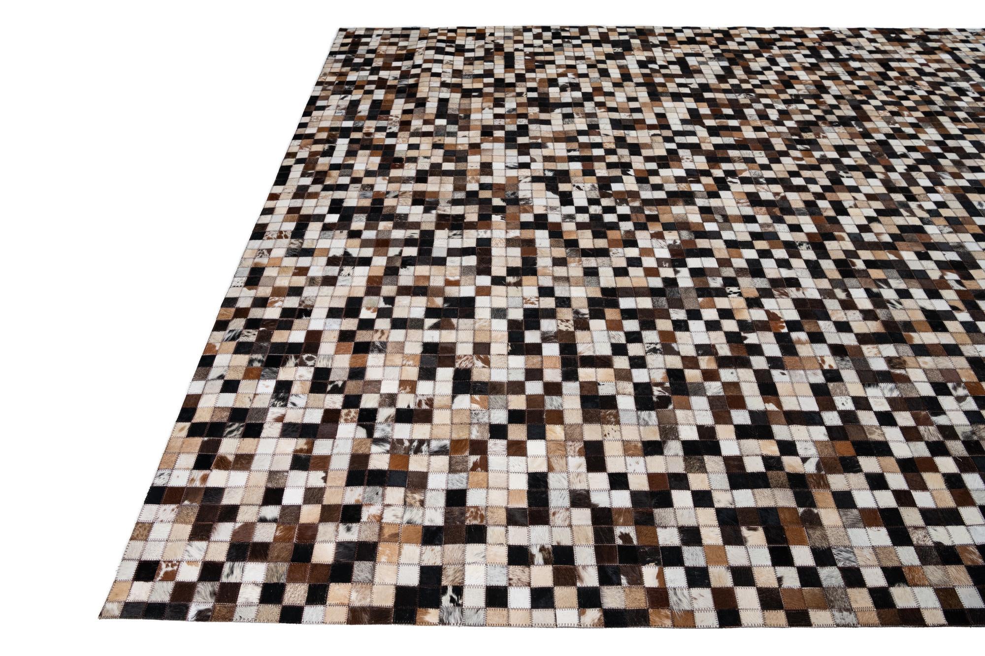 8' 1 x 10' Cowhide Leather Rug