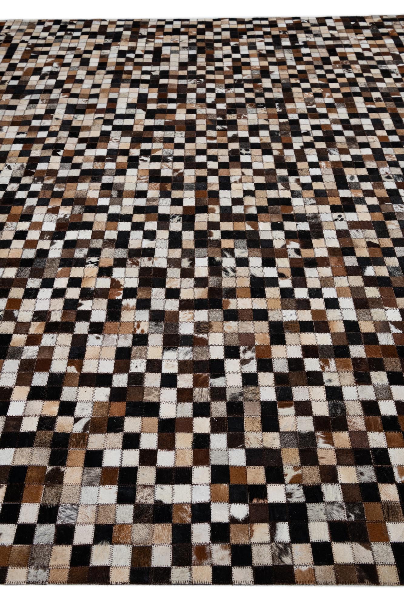 8' 1 x 10' Cowhide Leather Rug