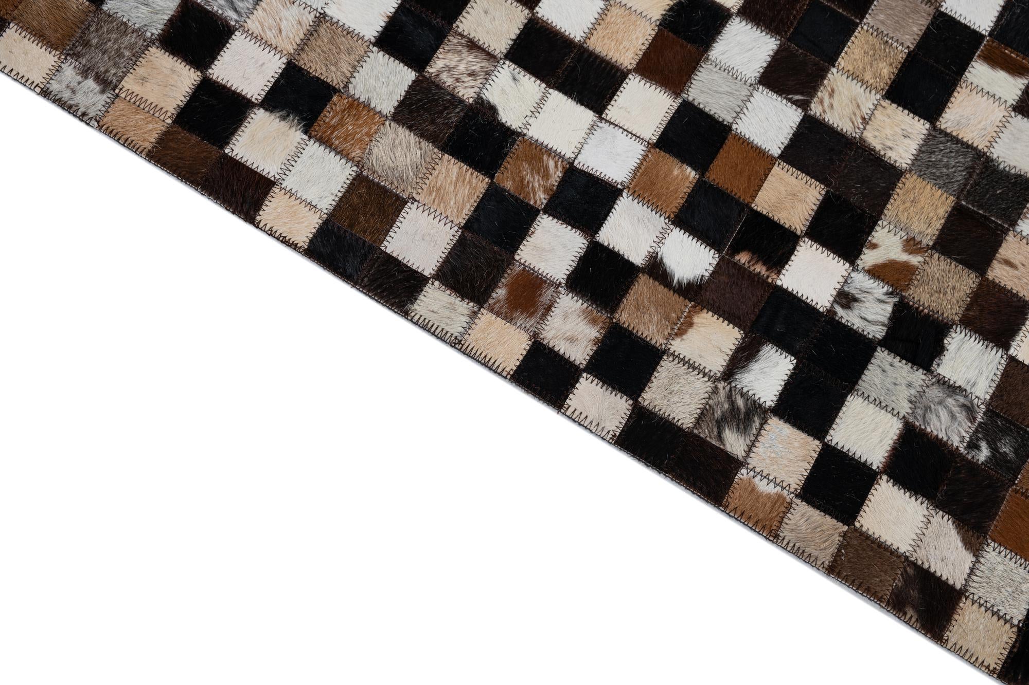 8' 1 x 10' Cowhide Leather Rug