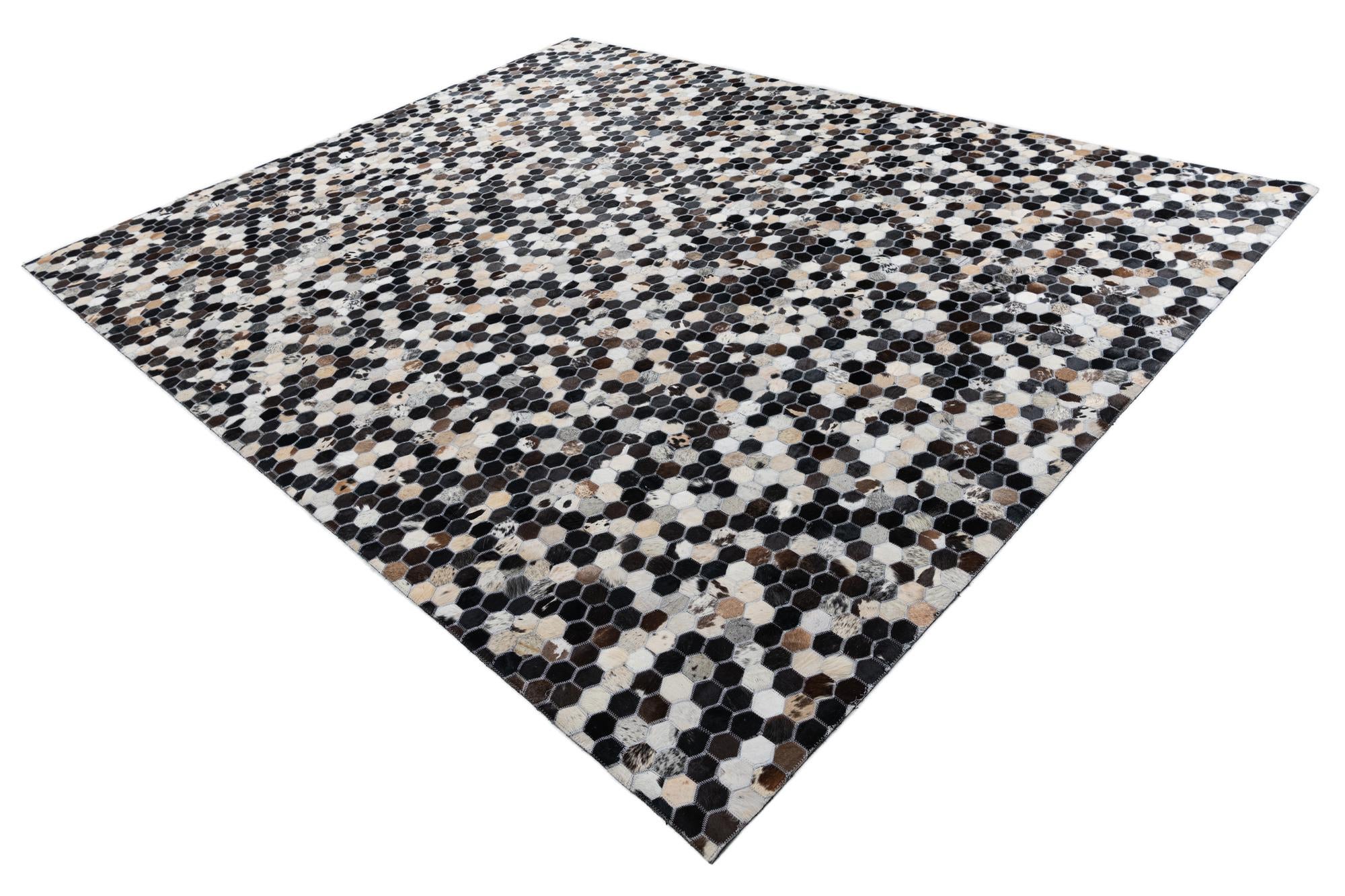 8' 1 x 10' Cowhide Leather Rug