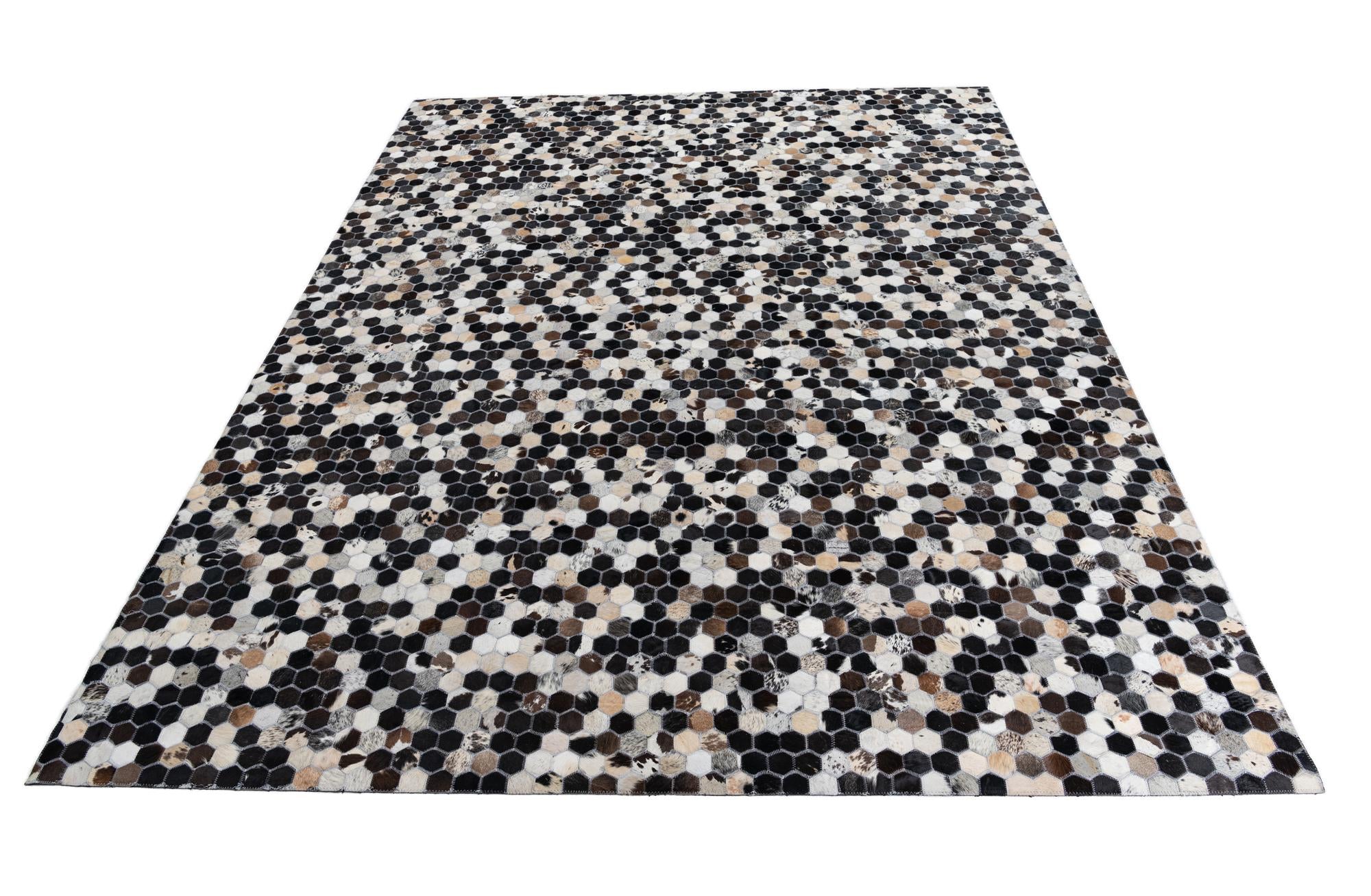 8' 1 x 10' Cowhide Leather Rug