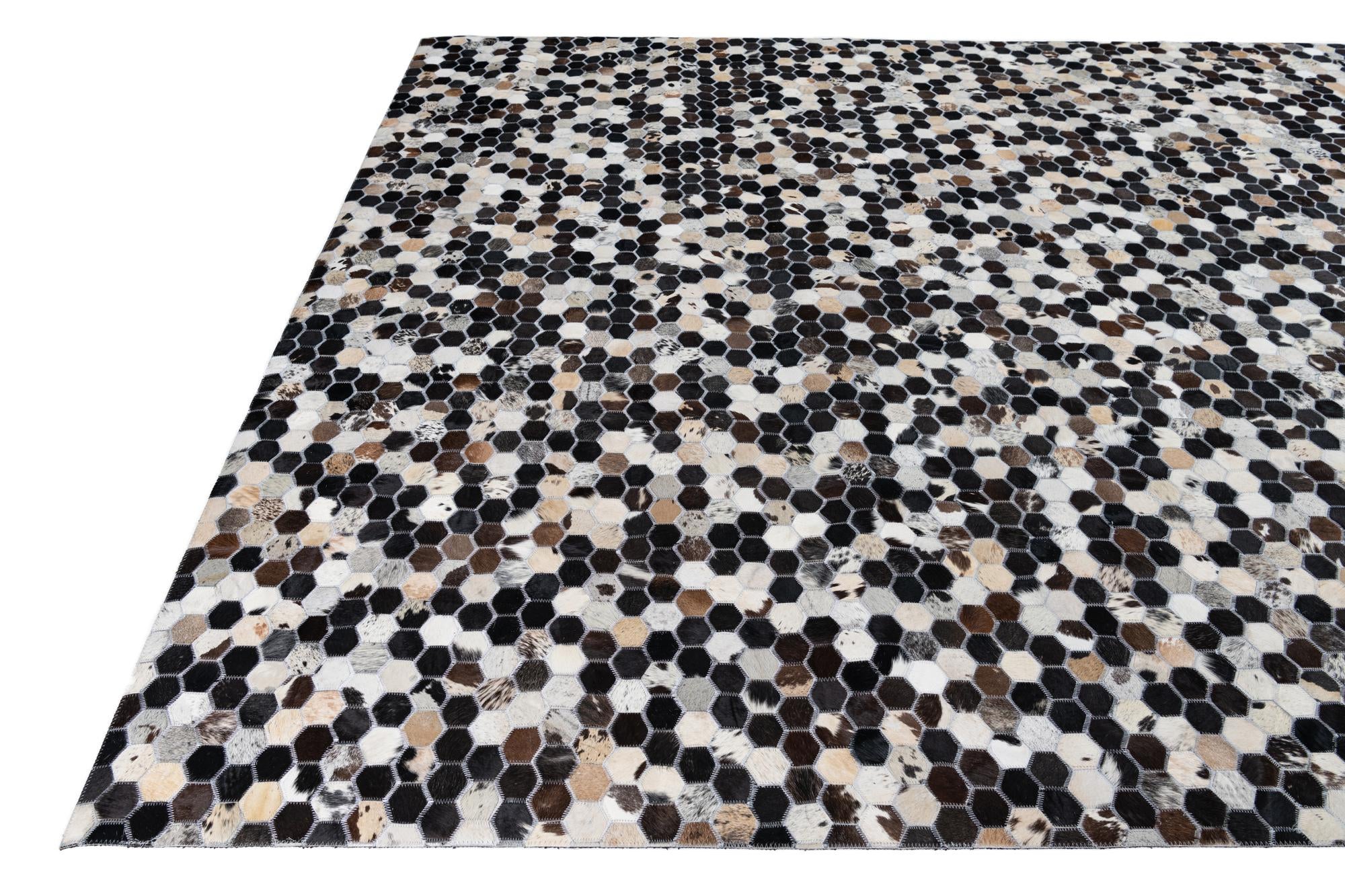 8' 1 x 10' Cowhide Leather Rug