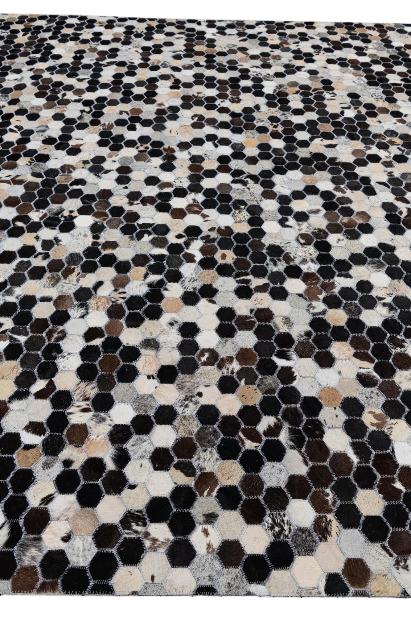 8' 1 x 10' Cowhide Leather Rug