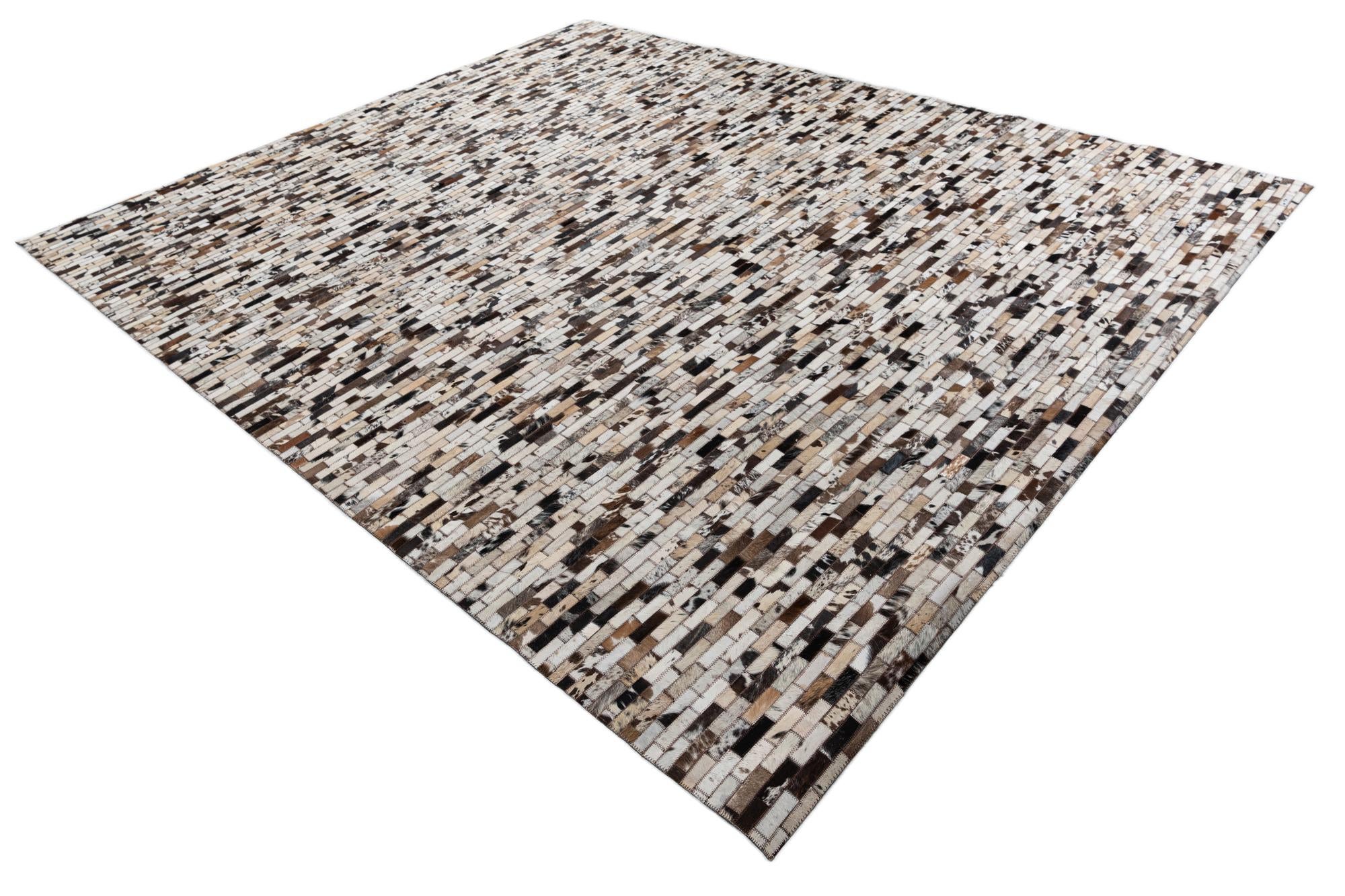 8' 2 x 9' 9 Cowhide Leather Rug