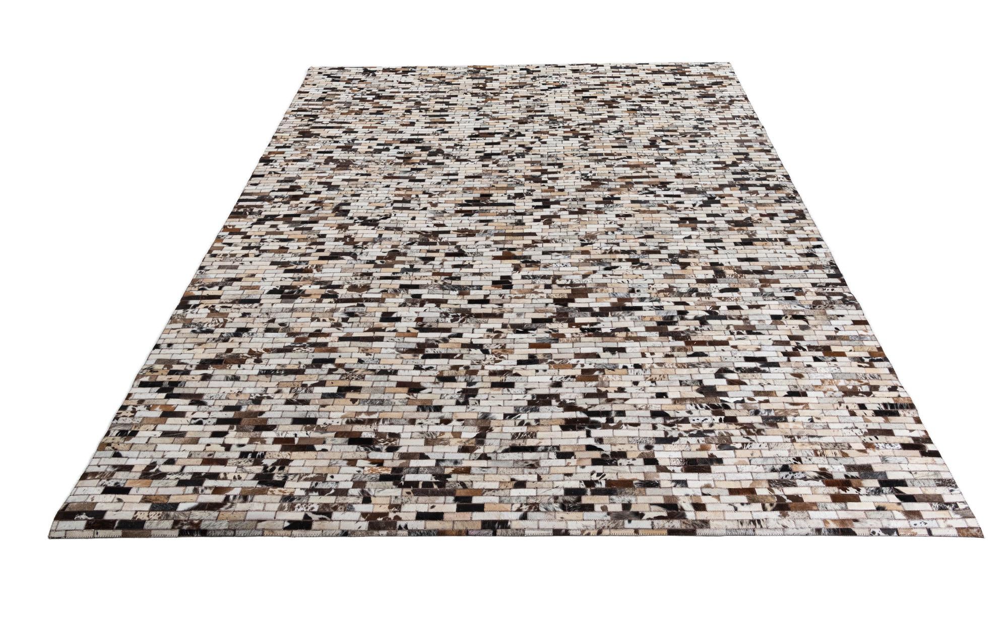 8' 2 x 9' 9 Cowhide Leather Rug