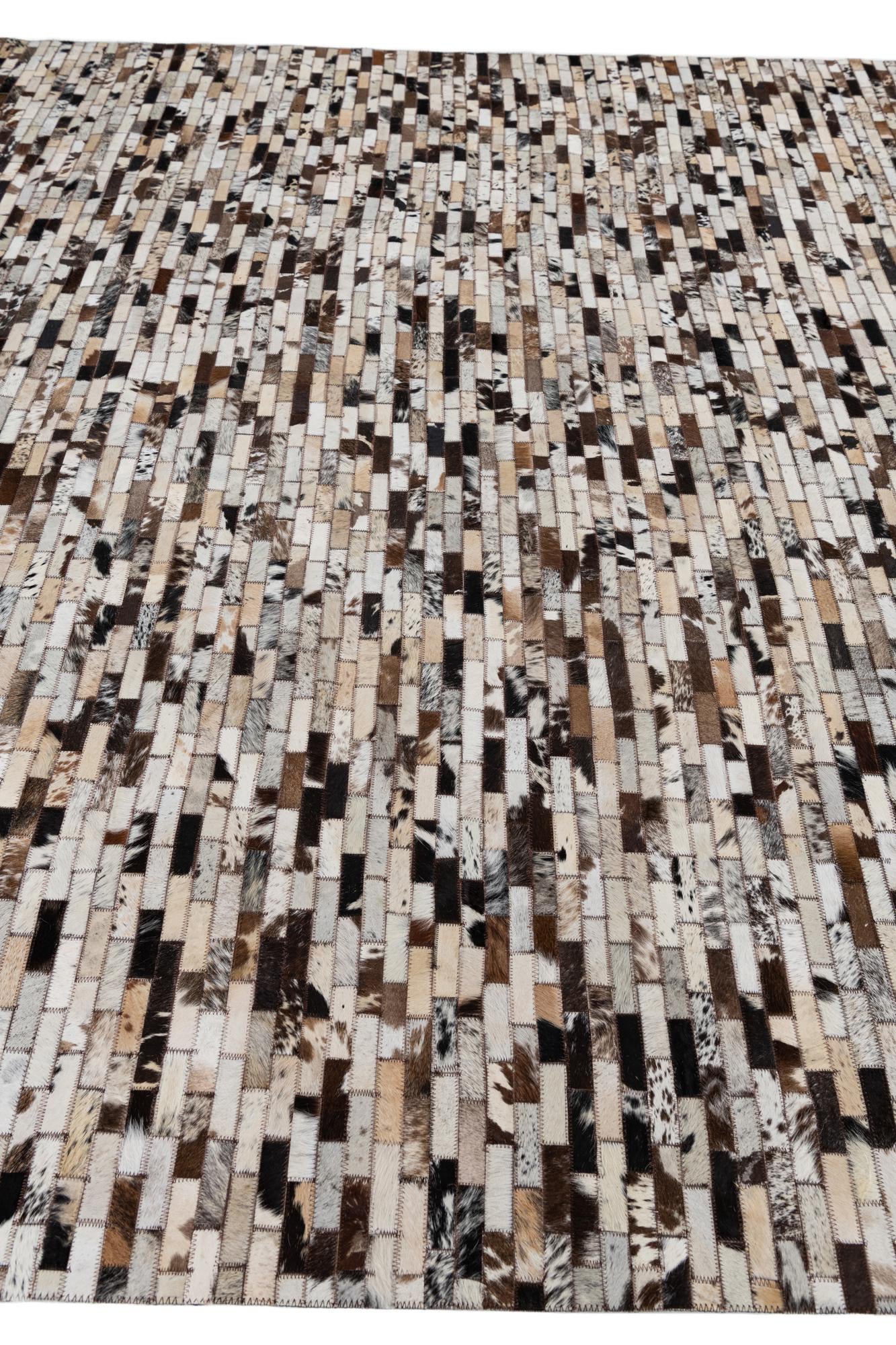 8' 2 x 9' 9 Cowhide Leather Rug