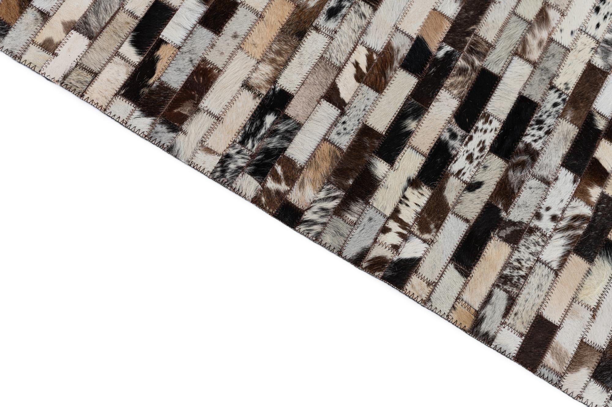 8' 2 x 9' 9 Cowhide Leather Rug