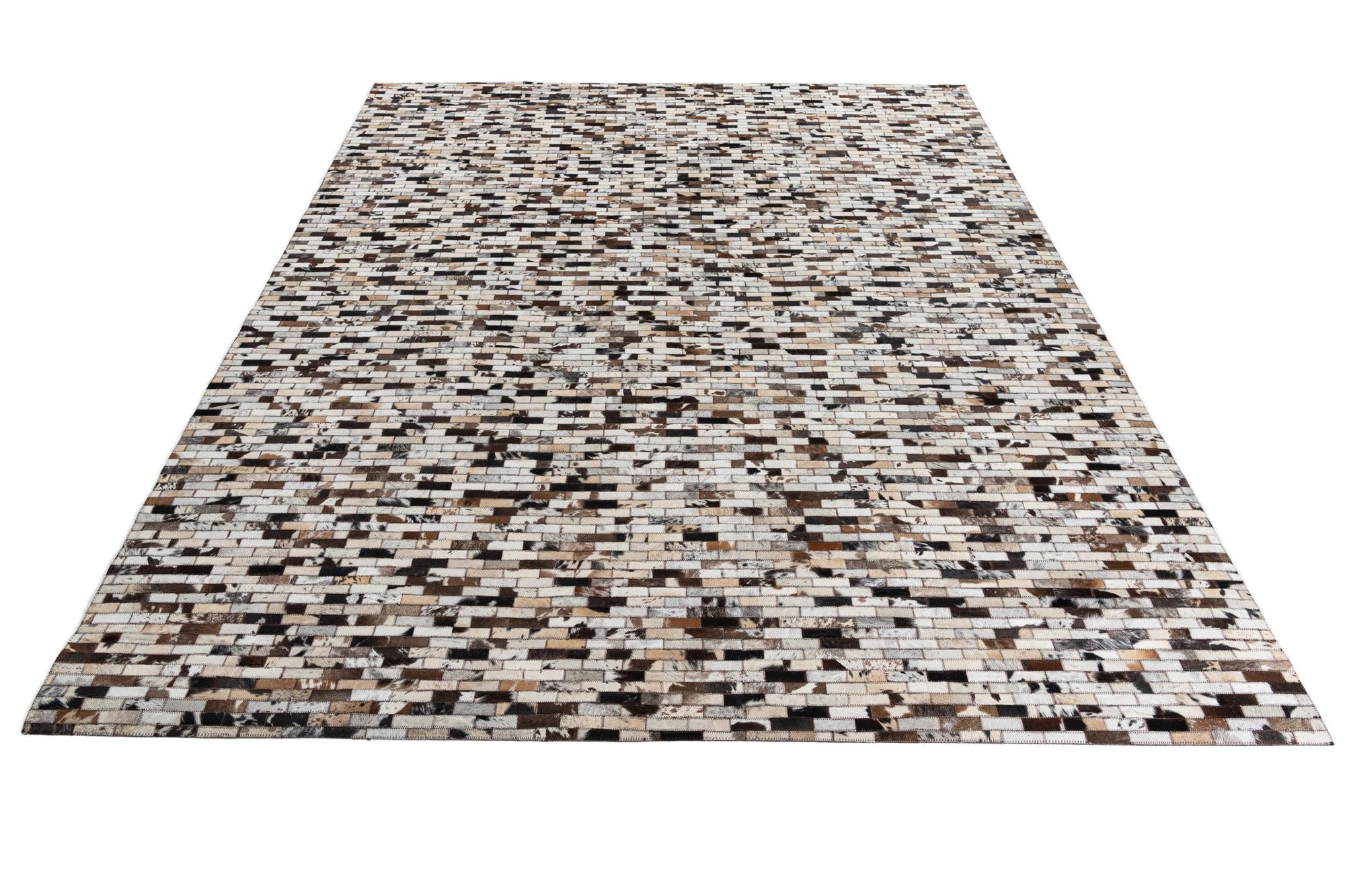 8' 1 x 9' 9 Cowhide Leather Rug
