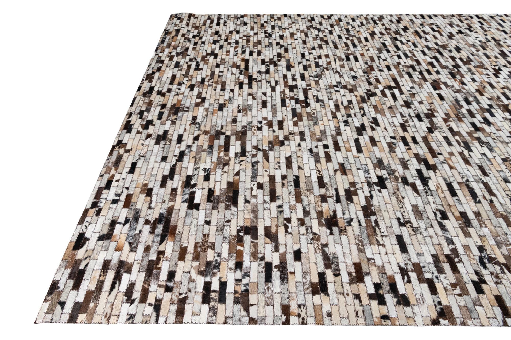 8' 1 x 9' 9 Cowhide Leather Rug