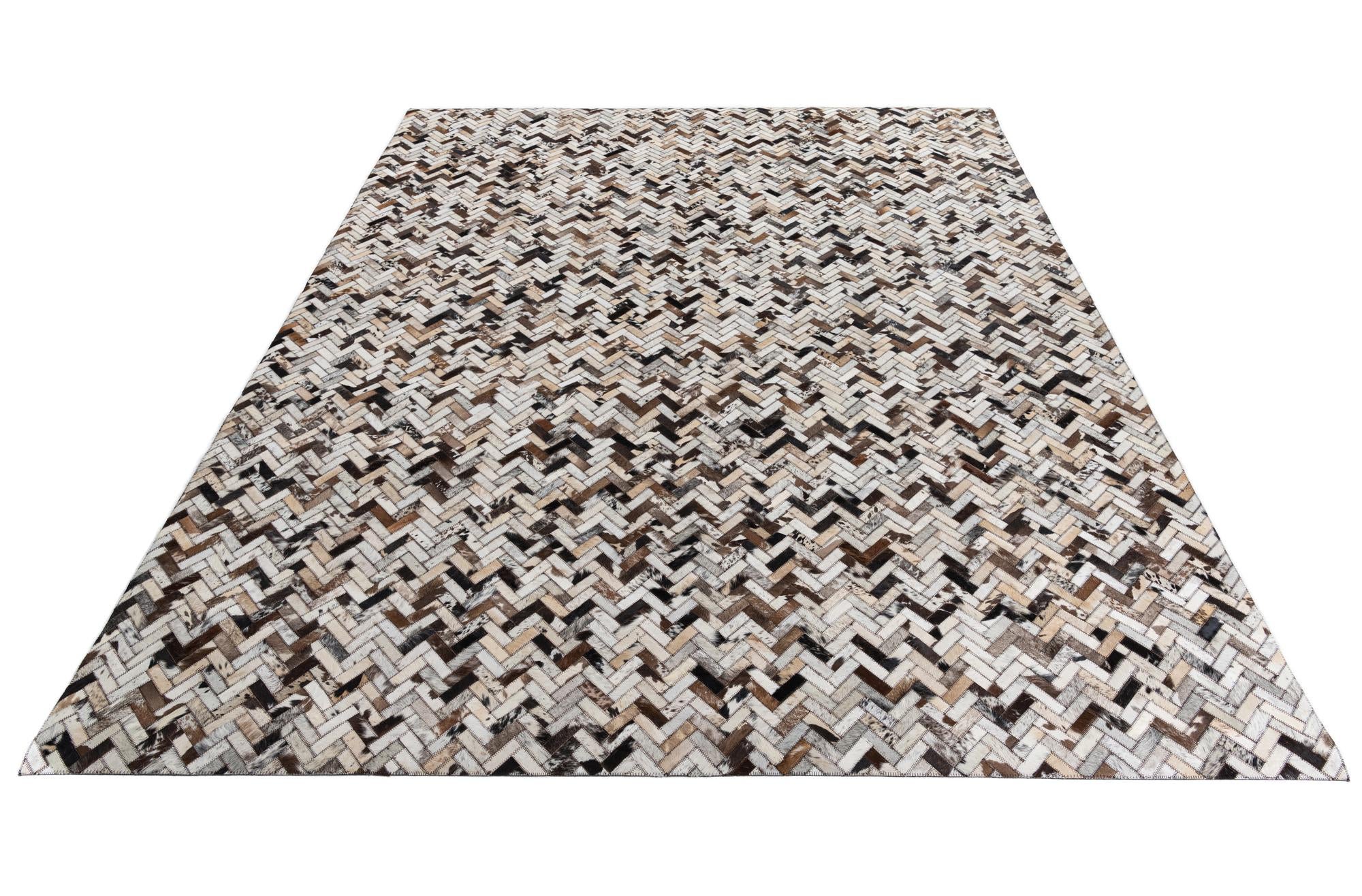8' 2 x 10' Cowhide Leather Rug