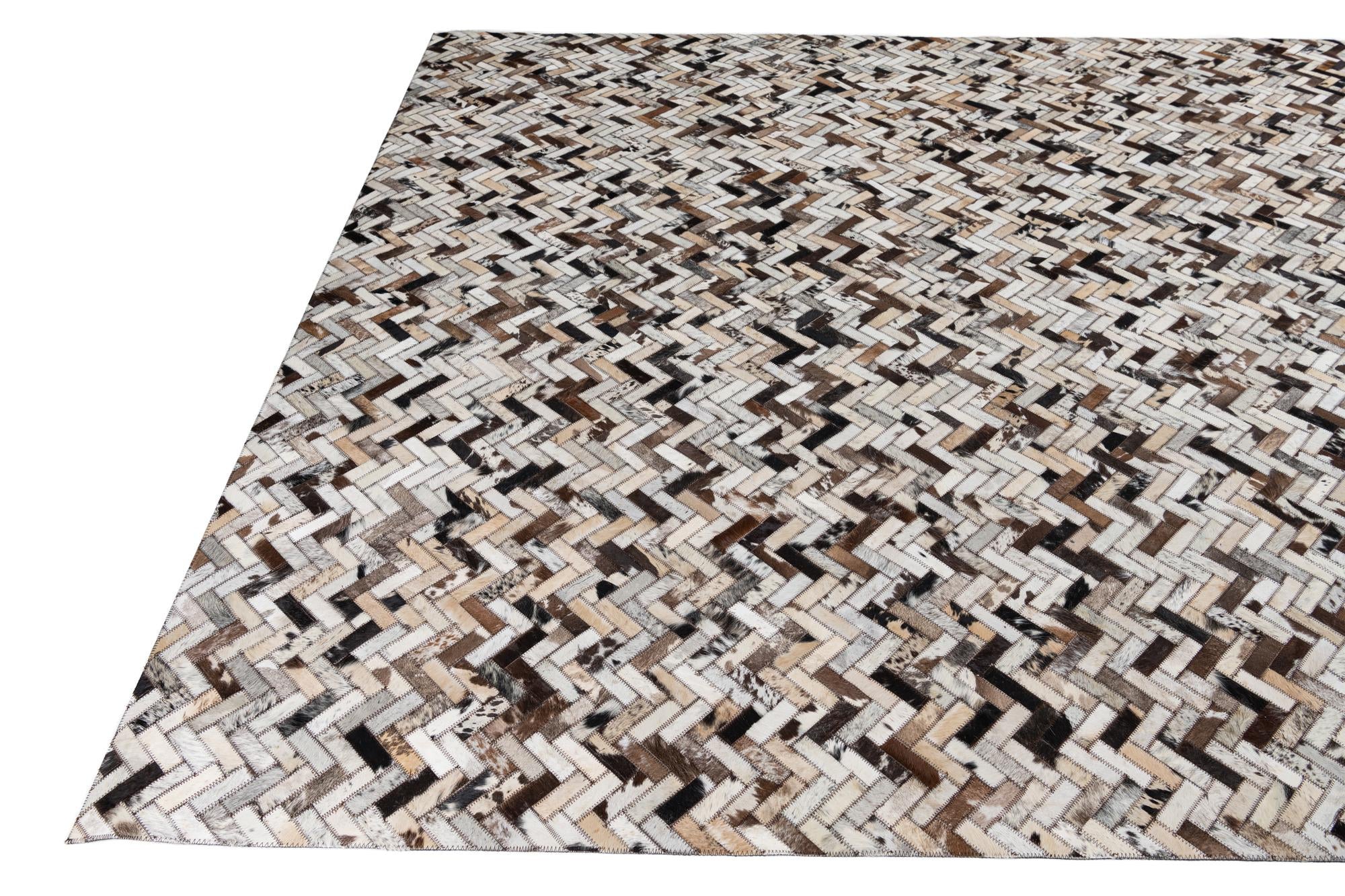8' 2 x 10' Cowhide Leather Rug