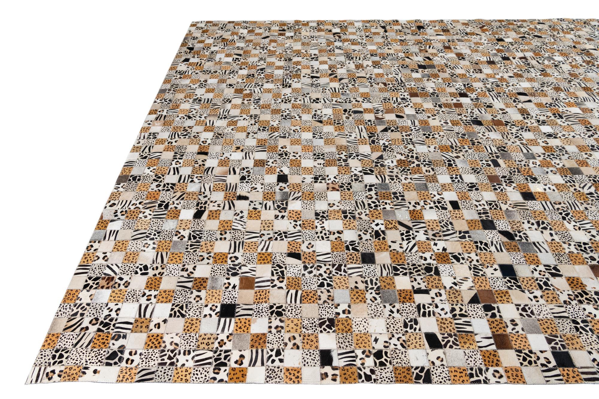 8' 2 x 10' Cowhide Leather Rug