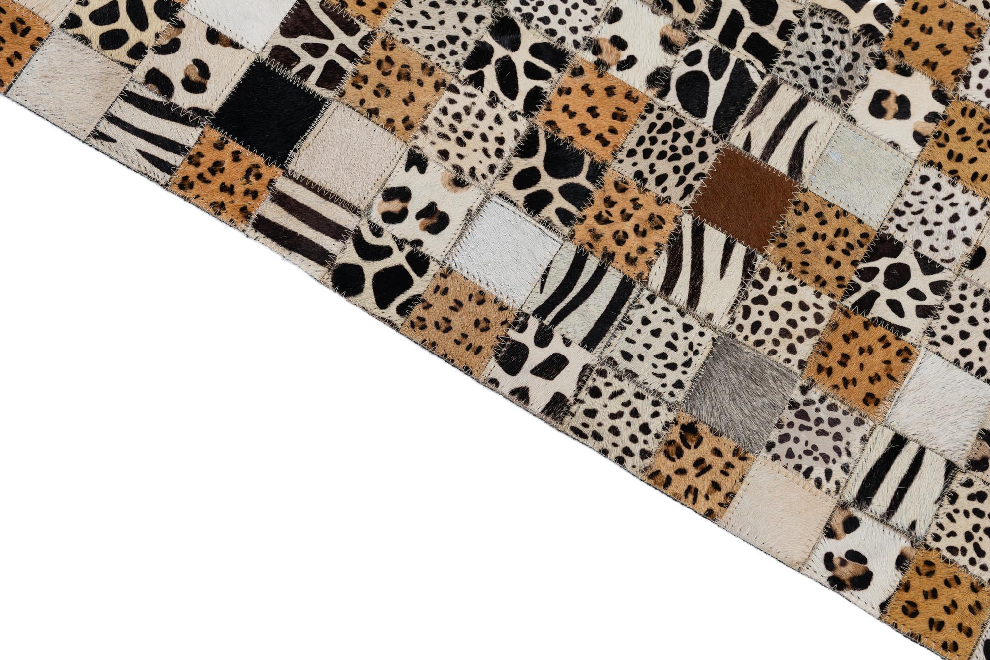 8' 2 x 10' Cowhide Leather Rug