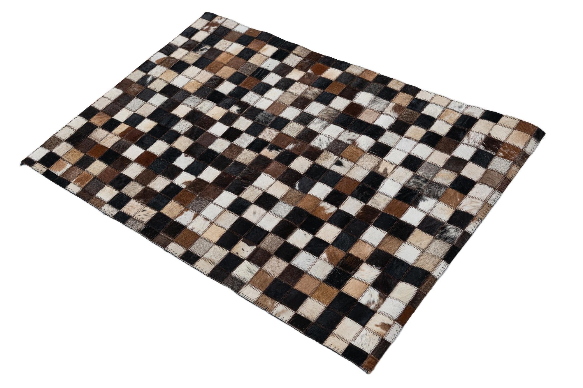 2' 1 x 3' Cowhide Leather Rug