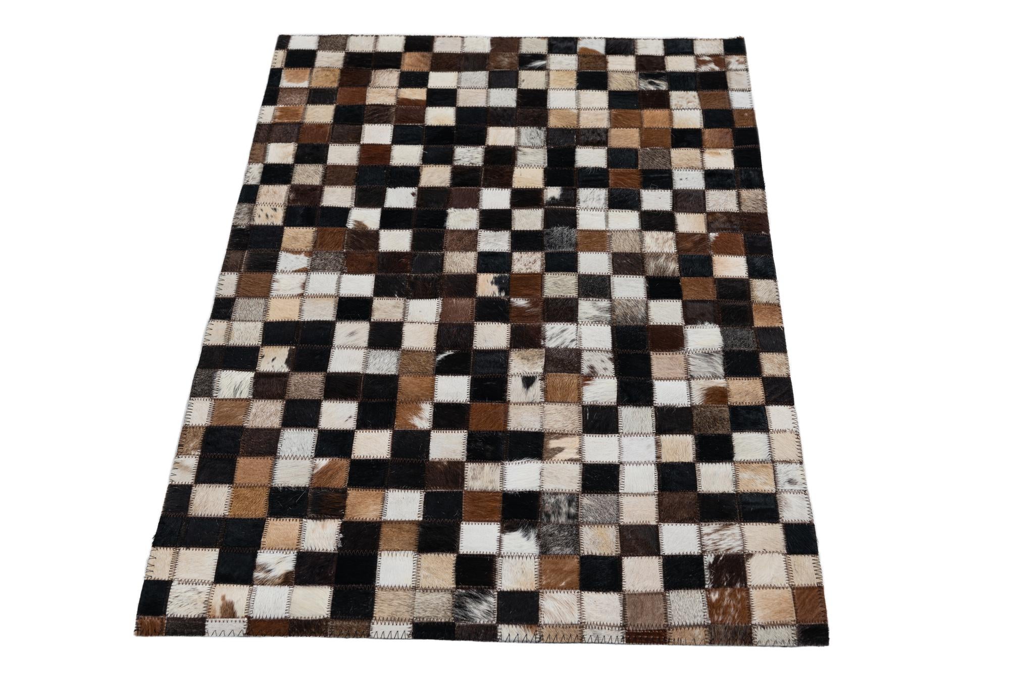 2' 1 x 3' Cowhide Leather Rug