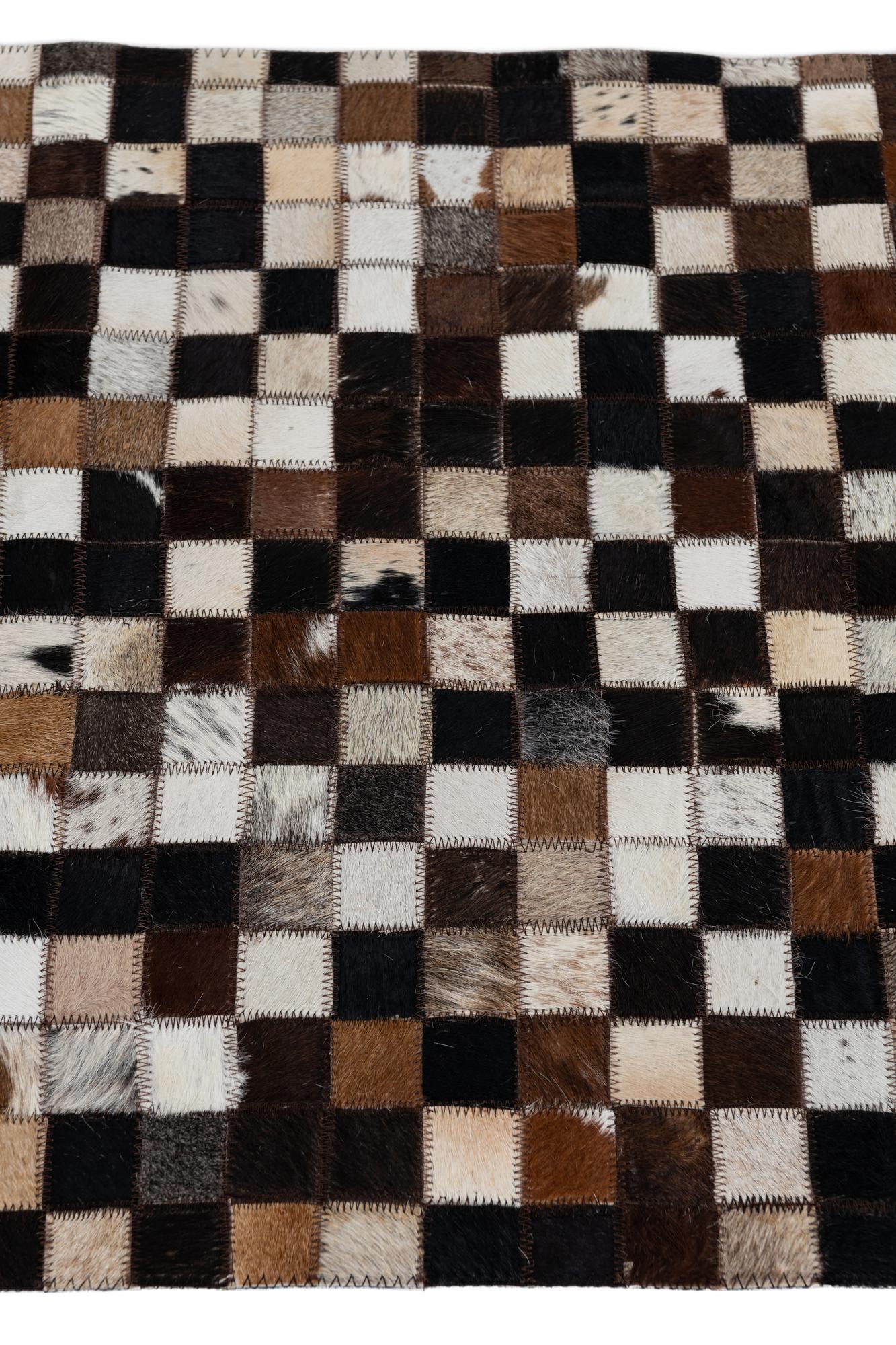 2' 1 x 3' Cowhide Leather Rug