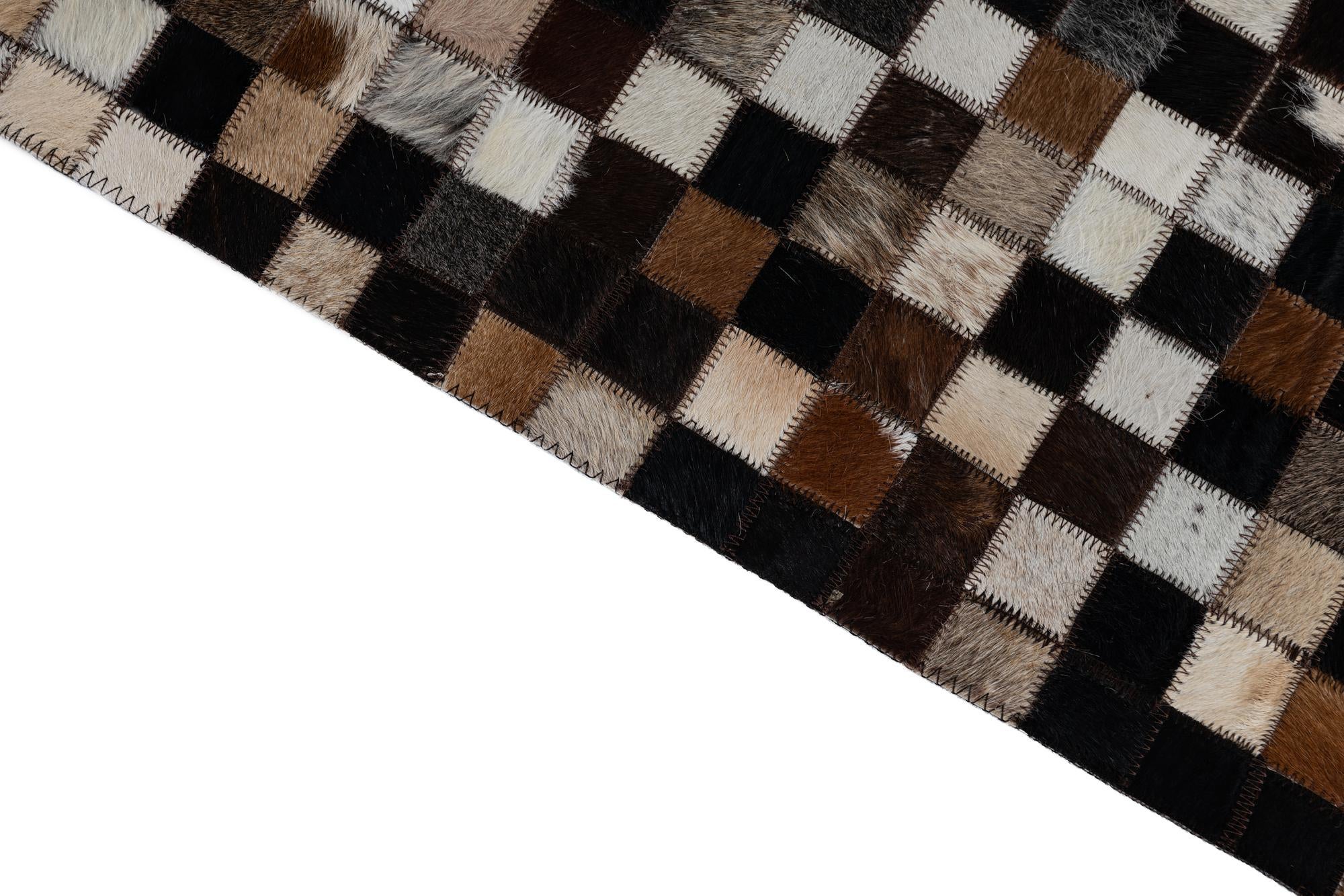 2' 1 x 3' Cowhide Leather Rug