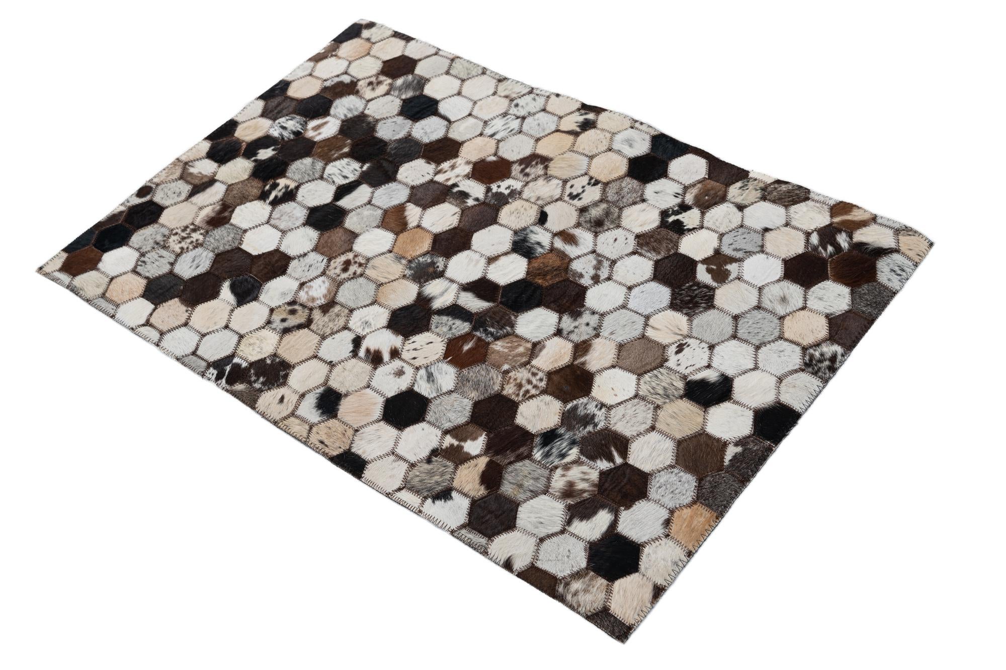 2' 1 x 3' Cowhide Leather Rug