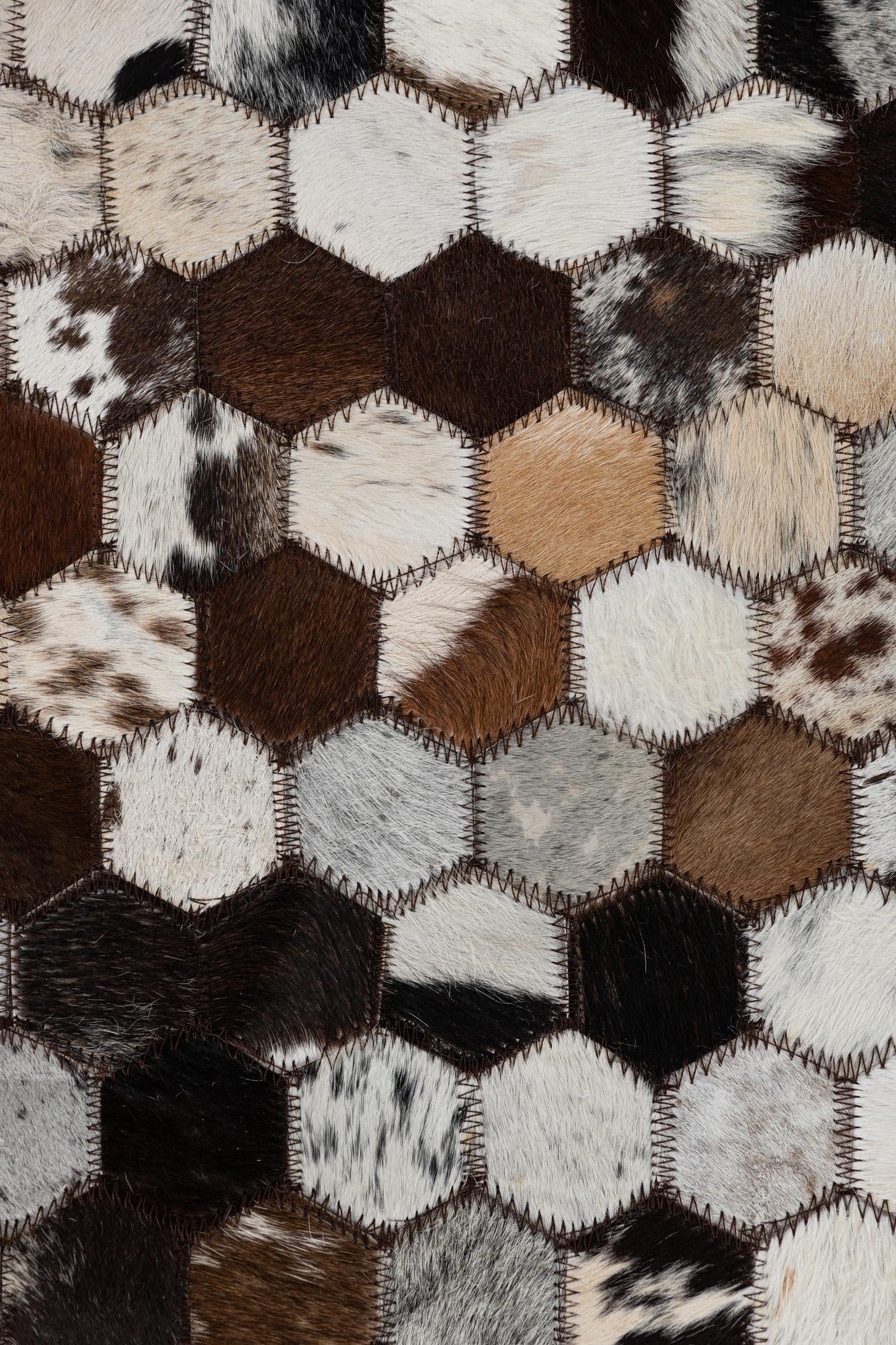 2' 1 x 3' Cowhide Leather Rug
