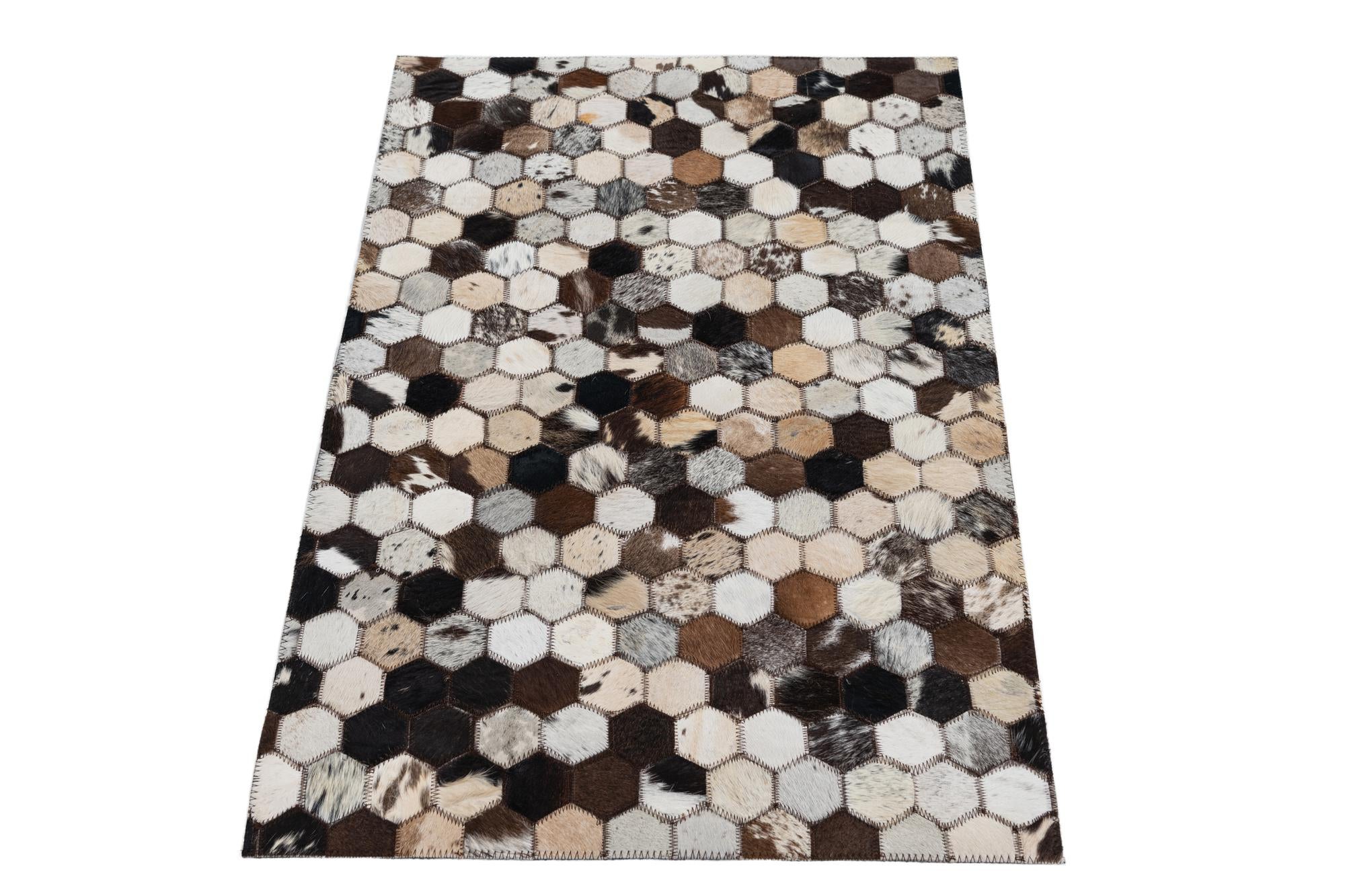 2' x 3' 1 Cowhide Leather Rug