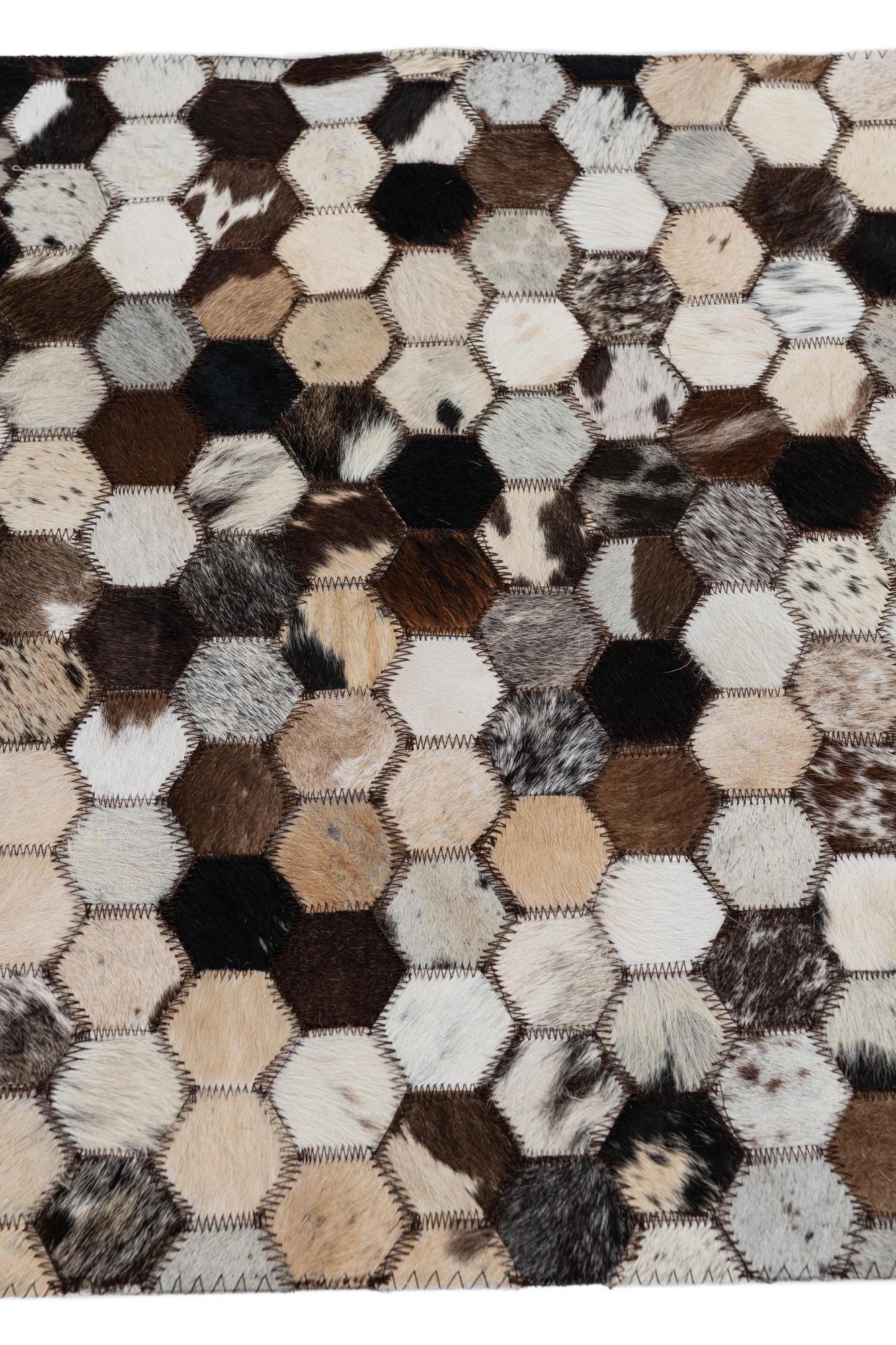 2' x 3' 1 Cowhide Leather Rug