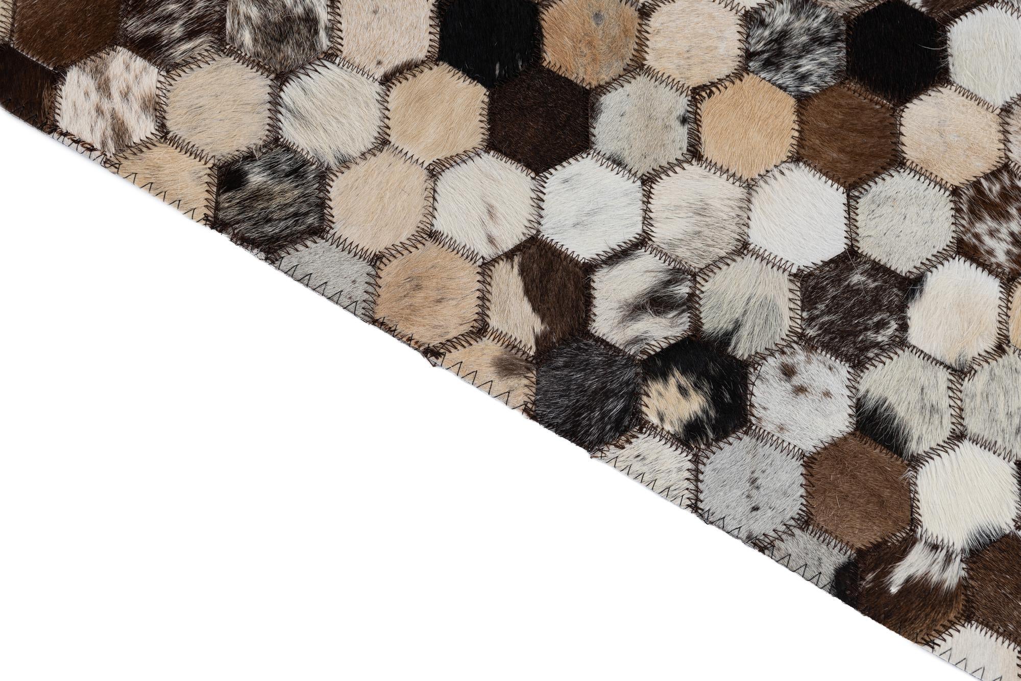 2' x 3' 1 Cowhide Leather Rug