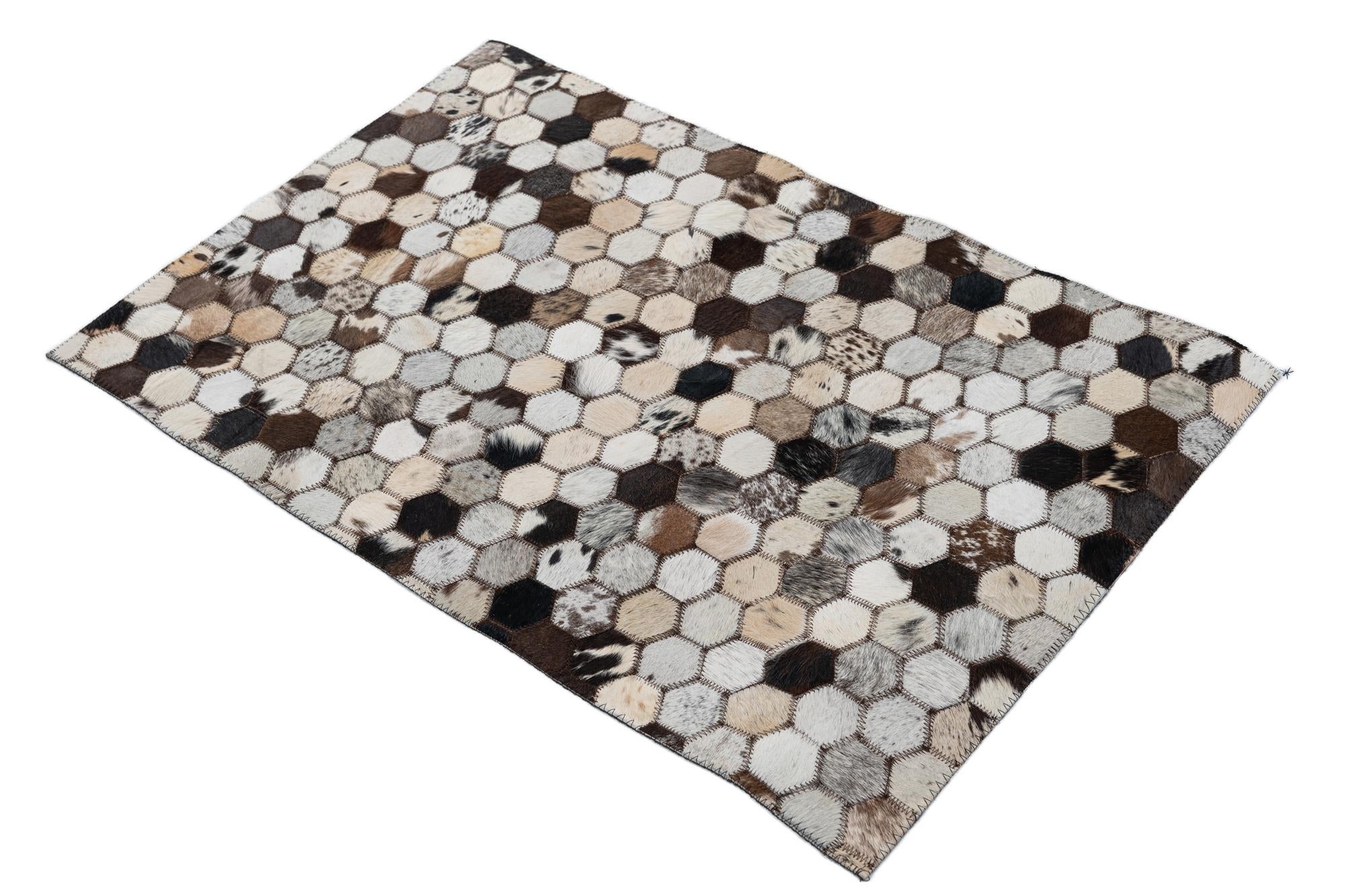 2' x 3' 1 Cowhide Leather Rug