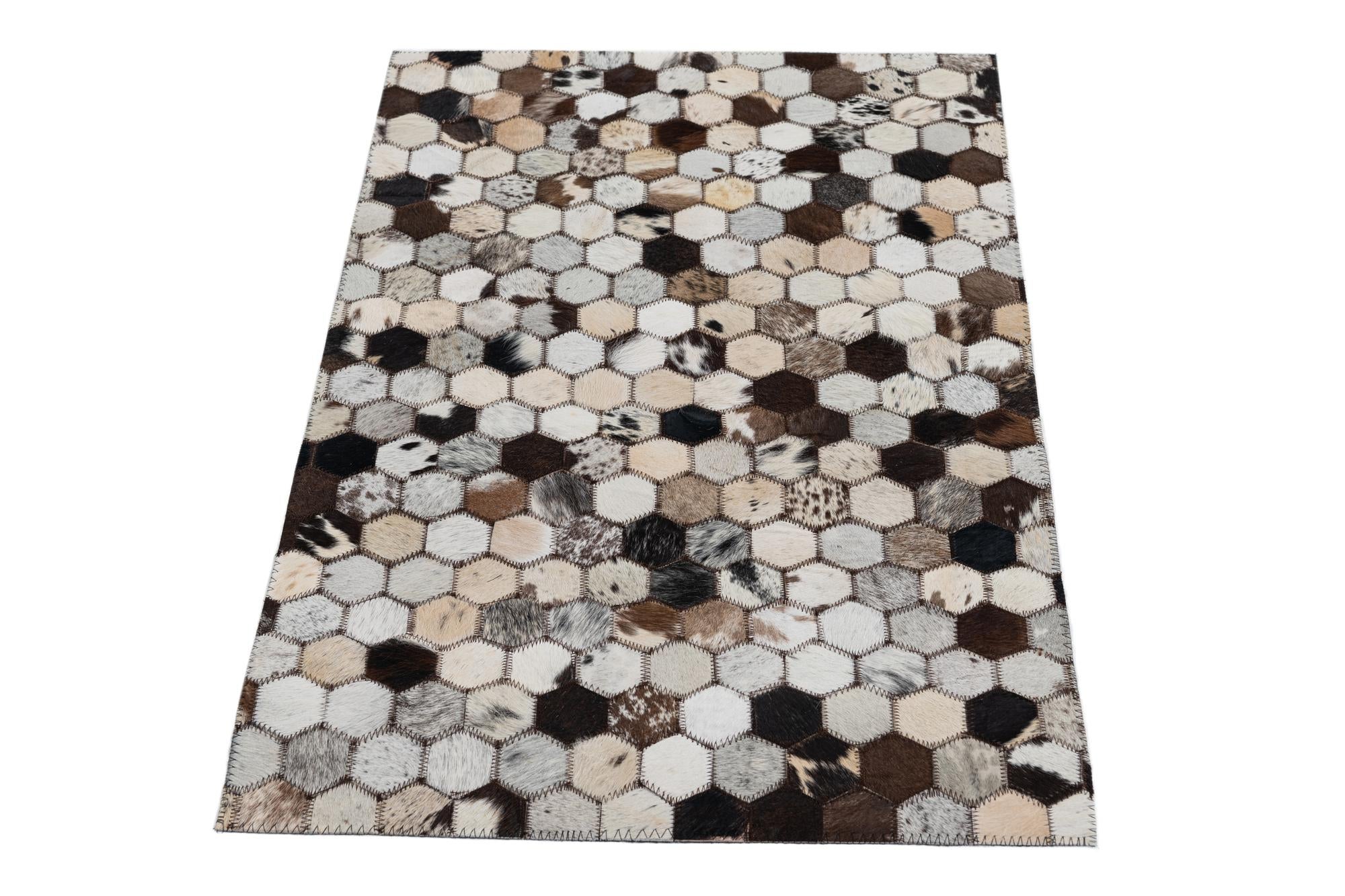 2' x 3' 1 Cowhide Leather Rug