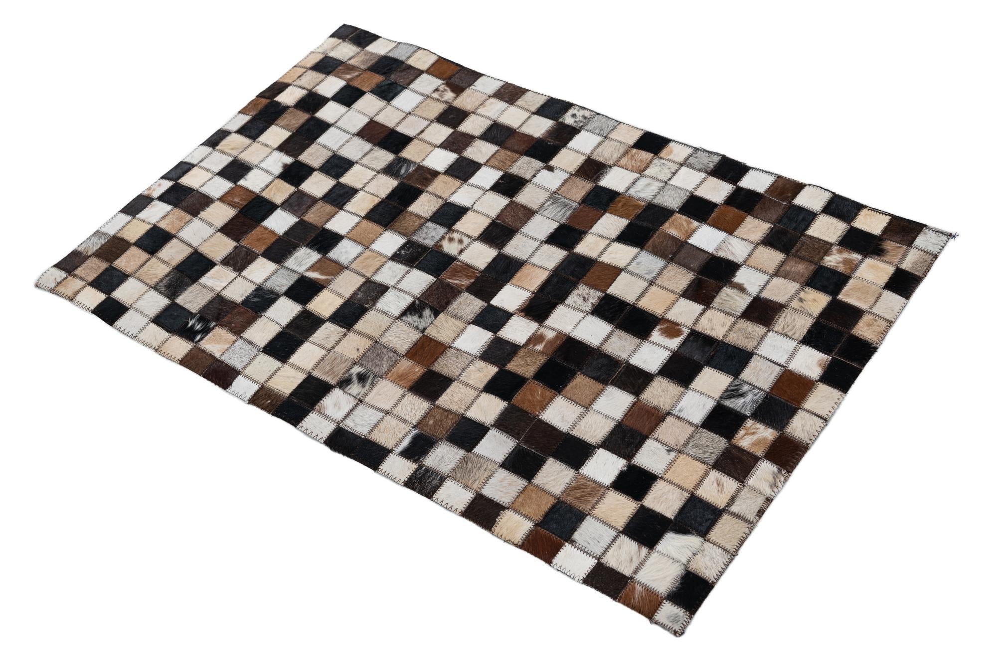 2' x 3' 1 Cowhide Leather Rug