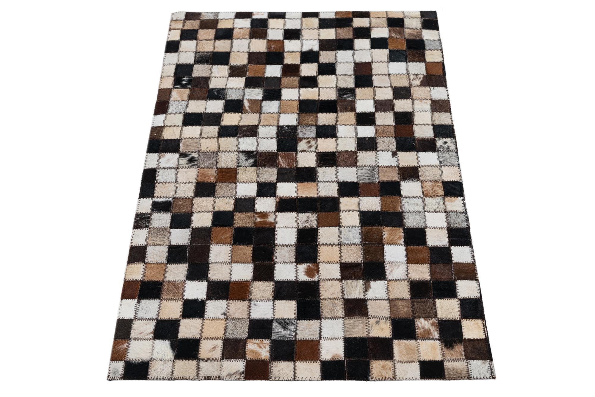 2' x 3' 1 Cowhide Leather Rug