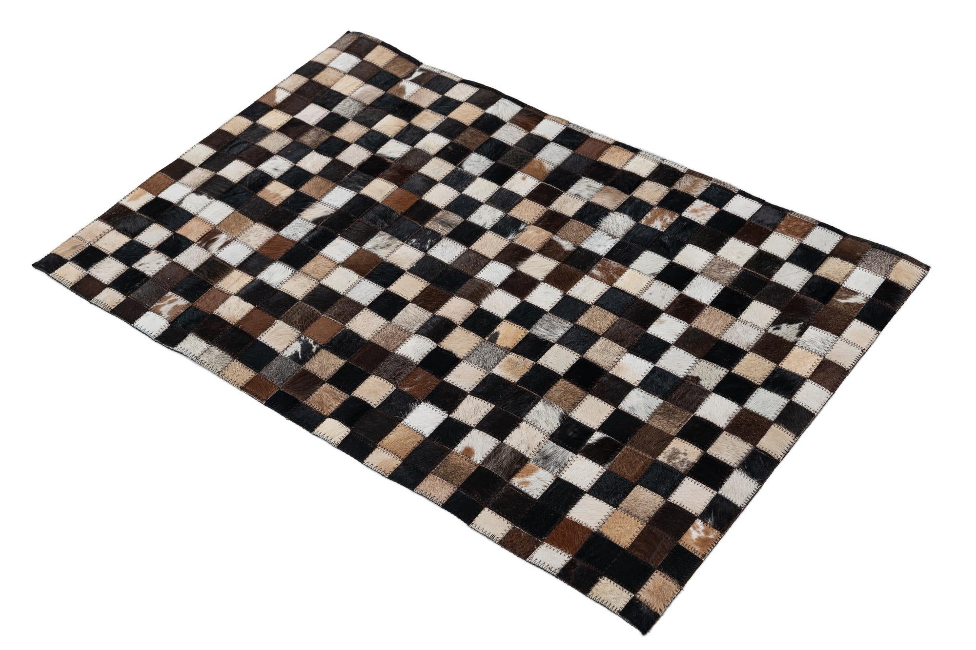 2' x 3' 1 Cowhide Leather Rug