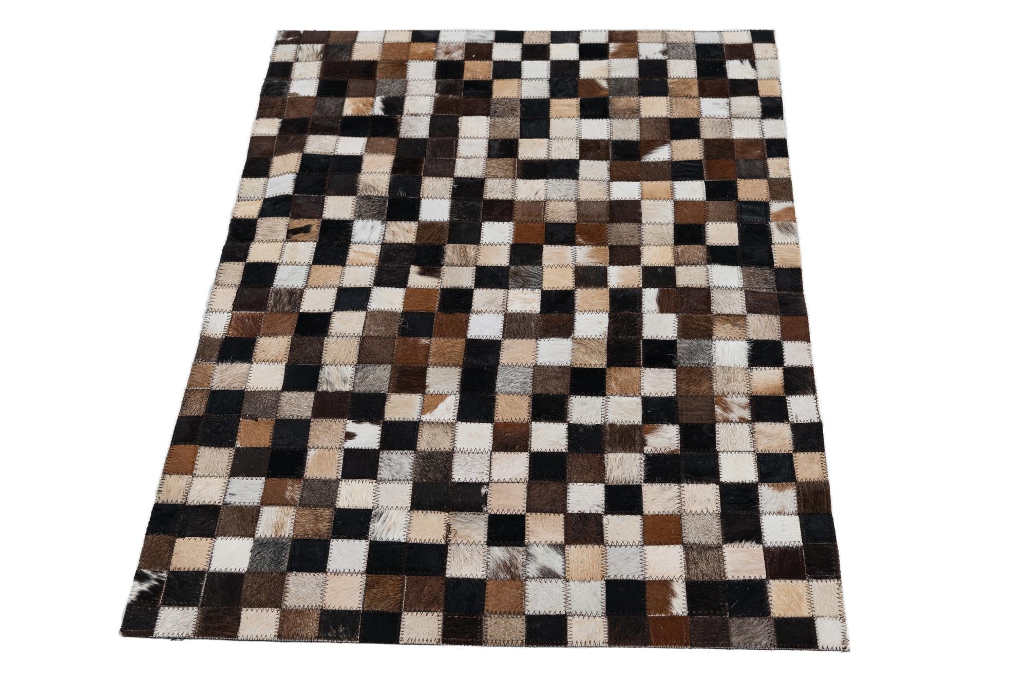 2' 3 x 3' 1 Cowhide Leather Rug
