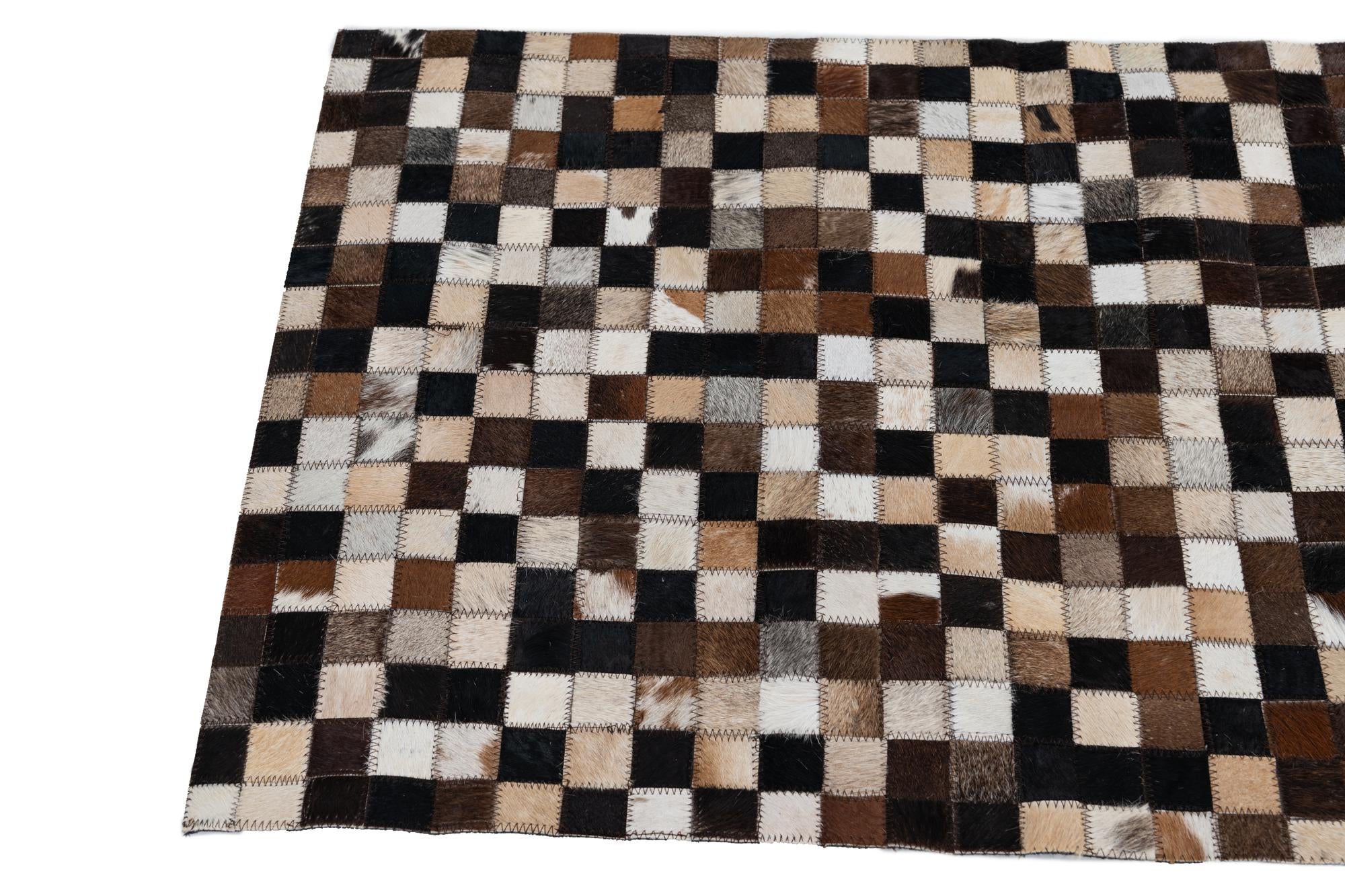 2' 3 x 3' 1 Cowhide Leather Rug
