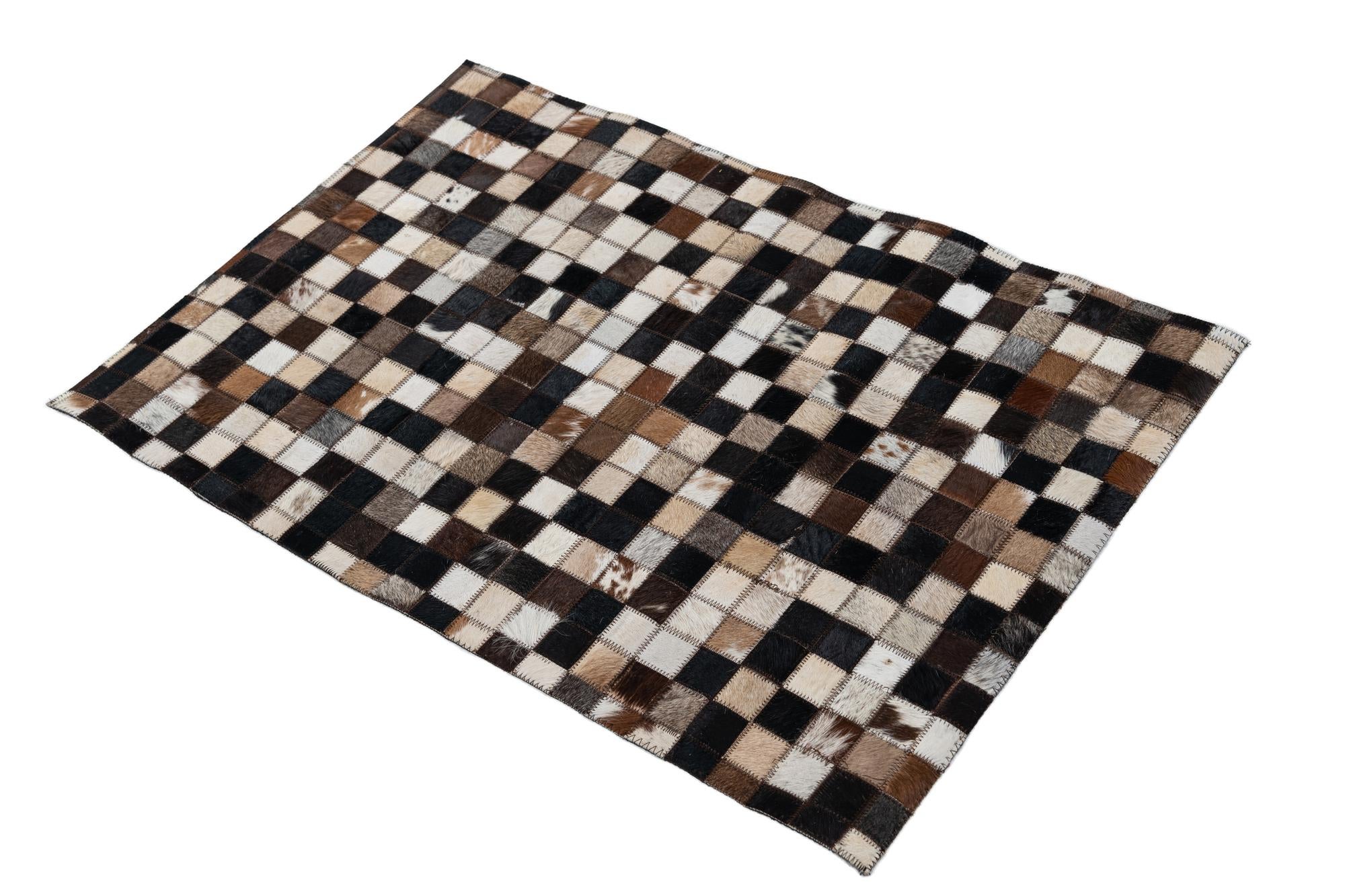 2' 1 x 3' Cowhide Leather Rug