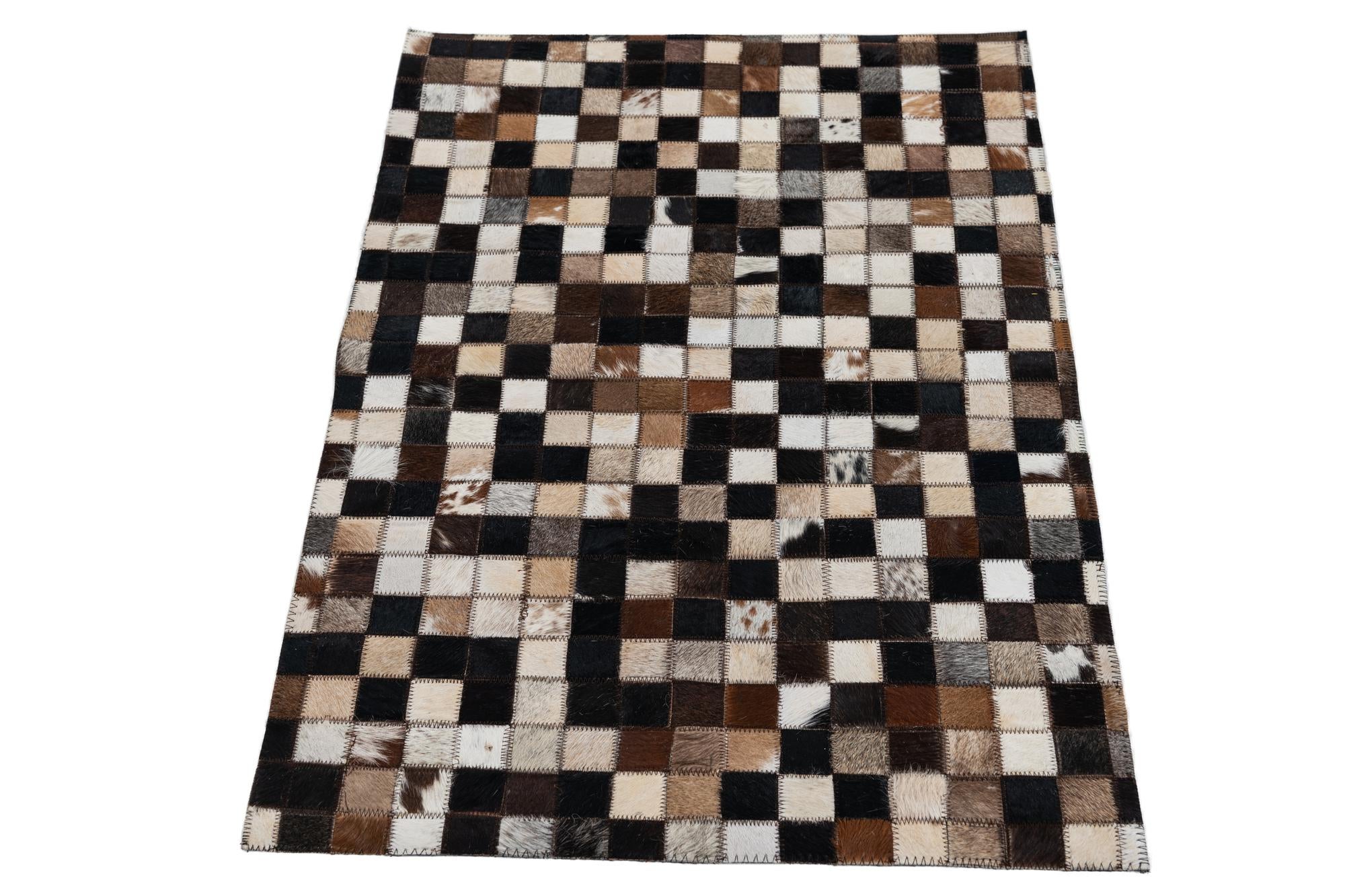2' 1 x 3' Cowhide Leather Rug