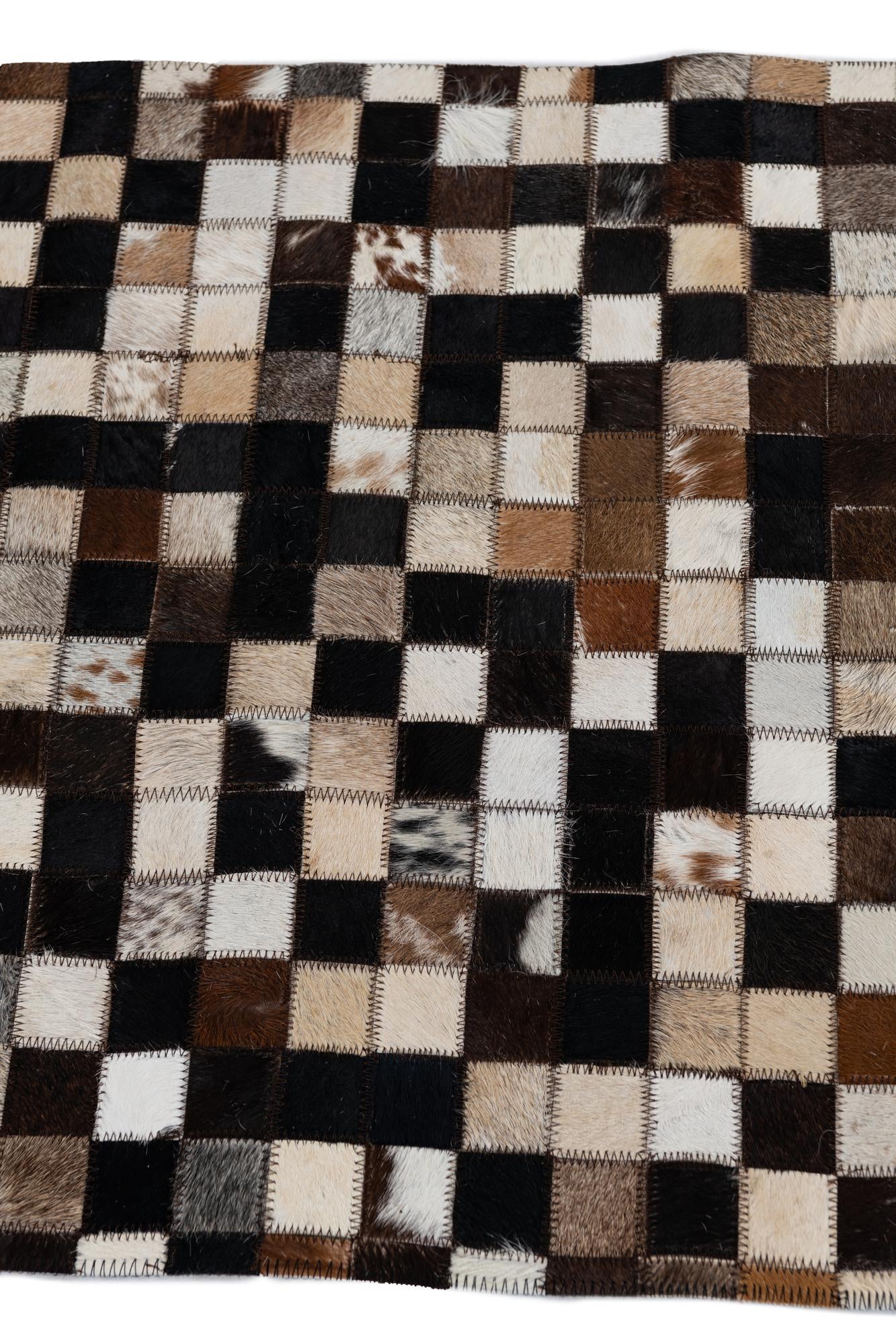 2' 1 x 3' Cowhide Leather Rug