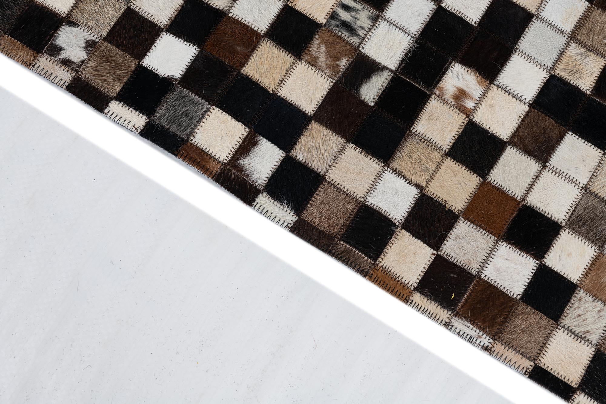 2' 1 x 3' Cowhide Leather Rug