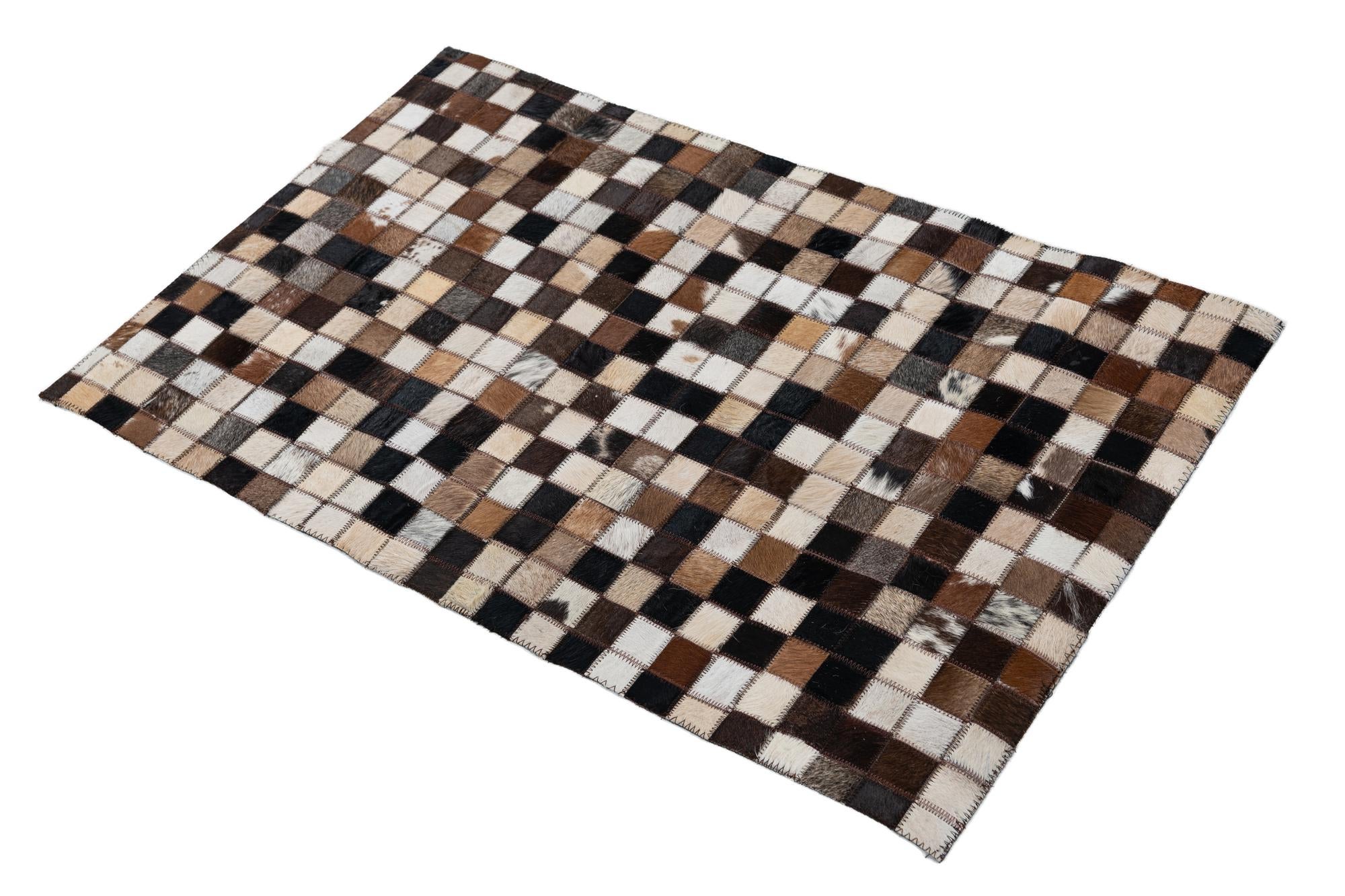 2' x 3' 1 Cowhide Leather Rug