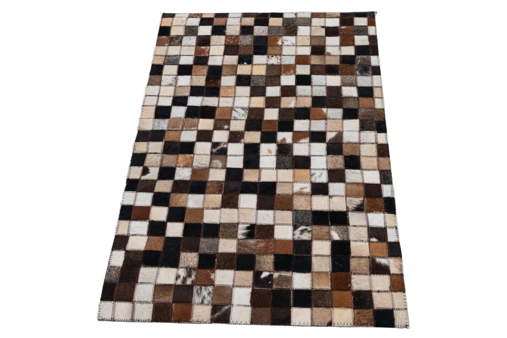 2' x 3' 1 Cowhide Leather Rug