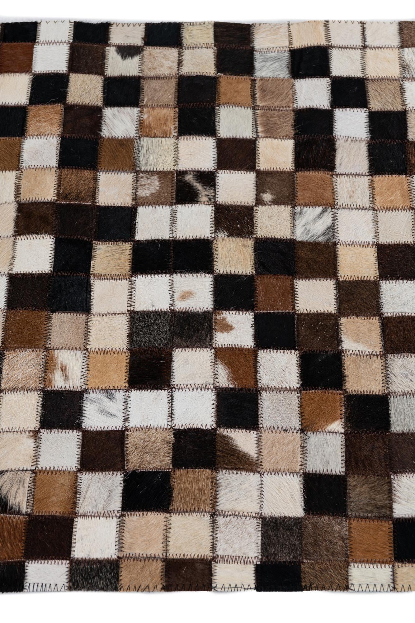 2' x 3' 1 Cowhide Leather Rug