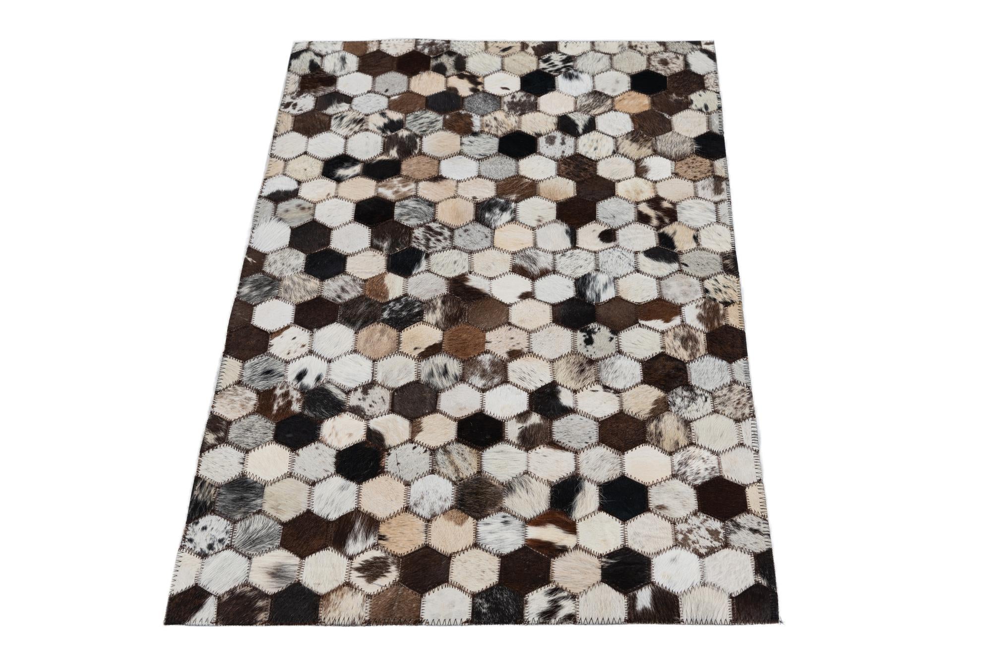 2' x 3' 1 Cowhide Leather Rug