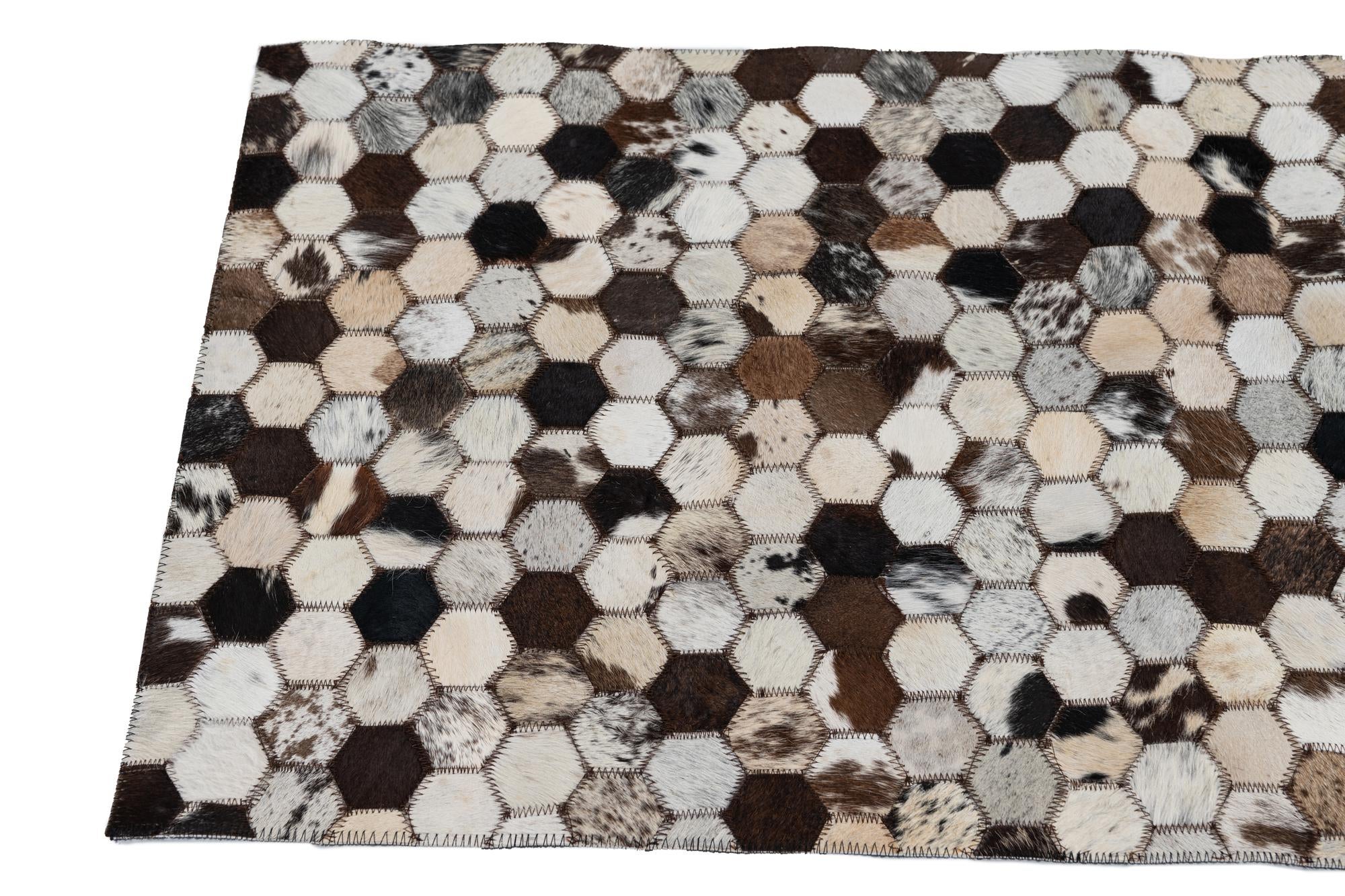 2' x 3' 1 Cowhide Leather Rug