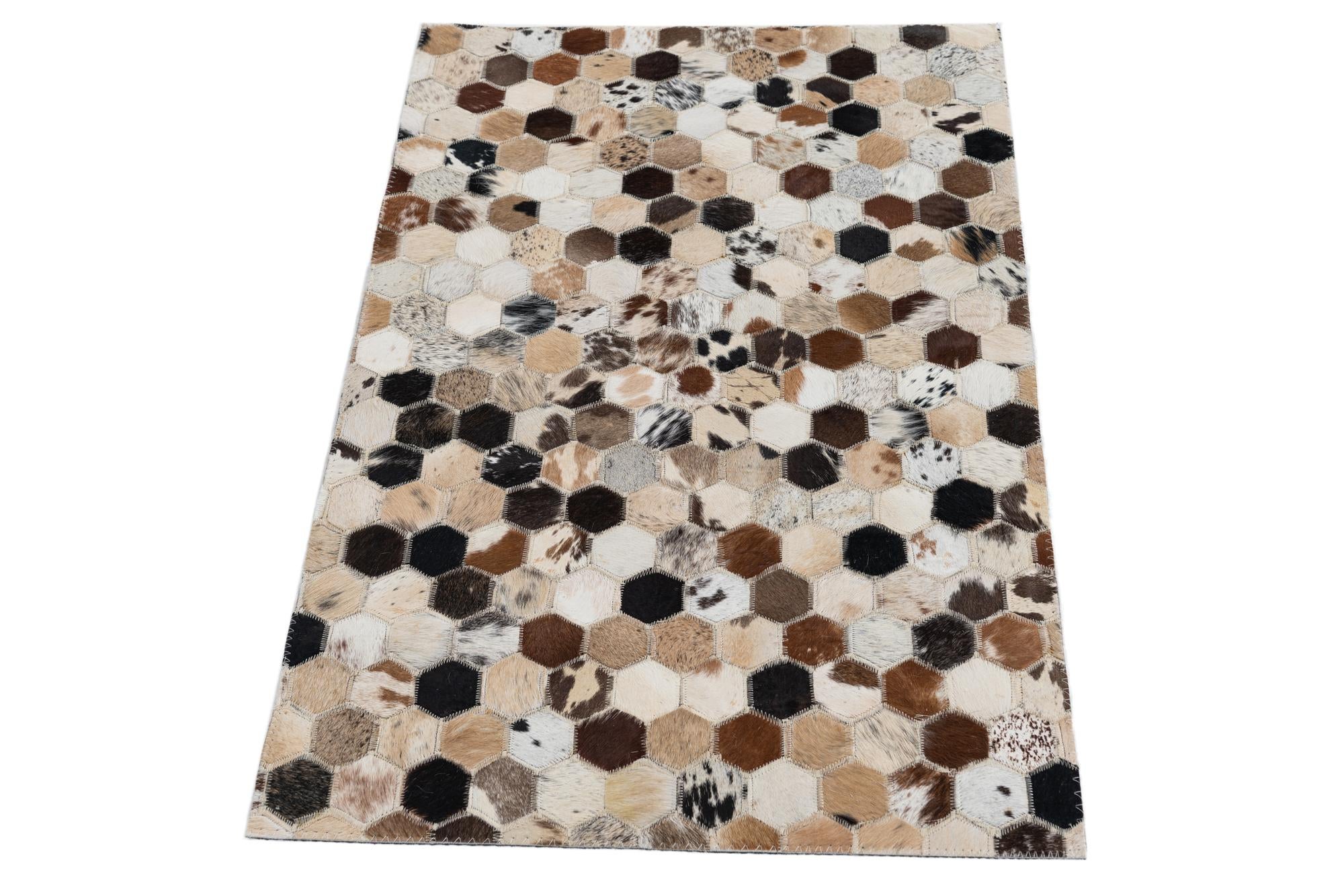 2' x 3' 1 Cowhide Leather Rug