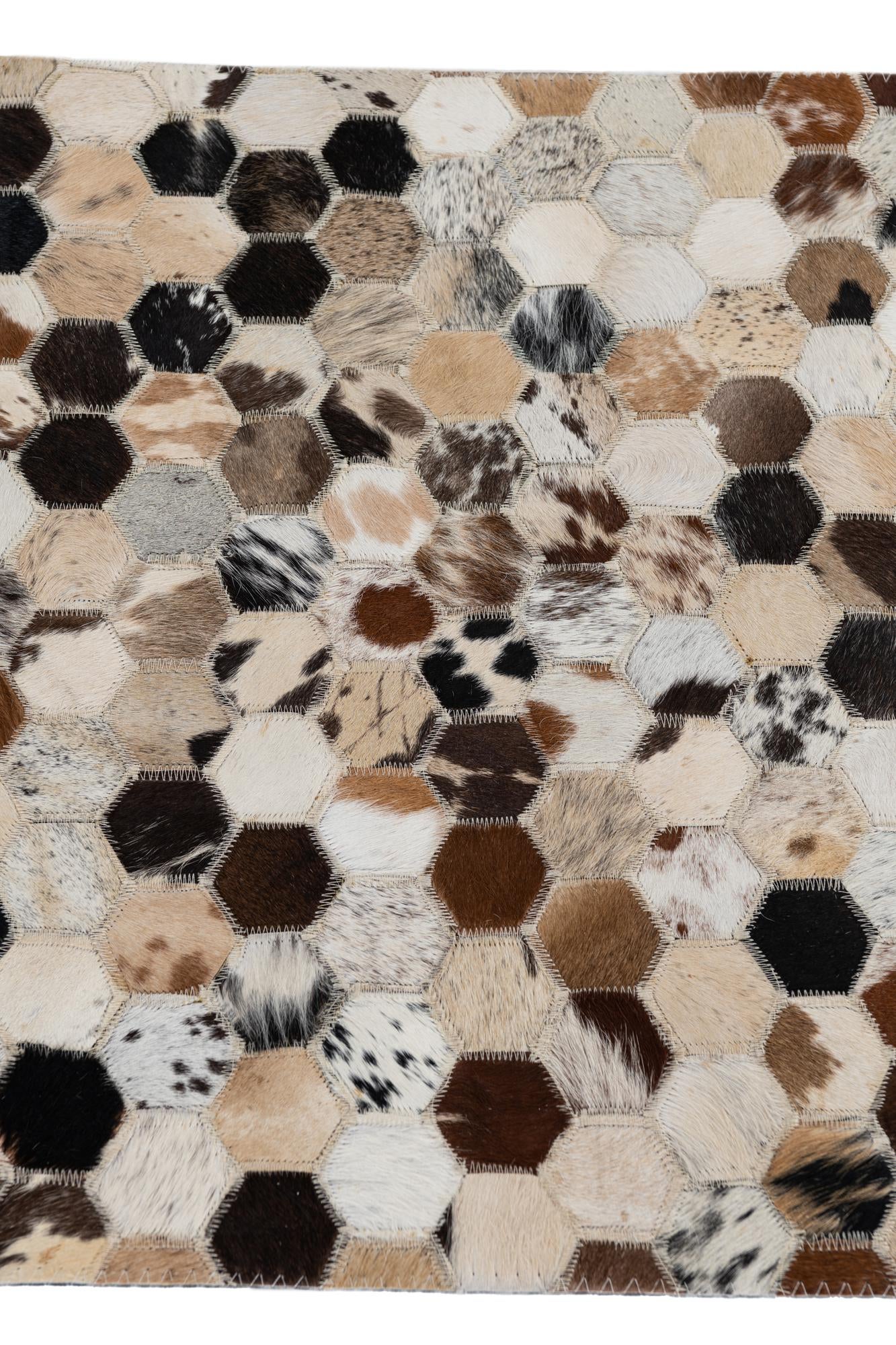 2' x 3' 1 Cowhide Leather Rug