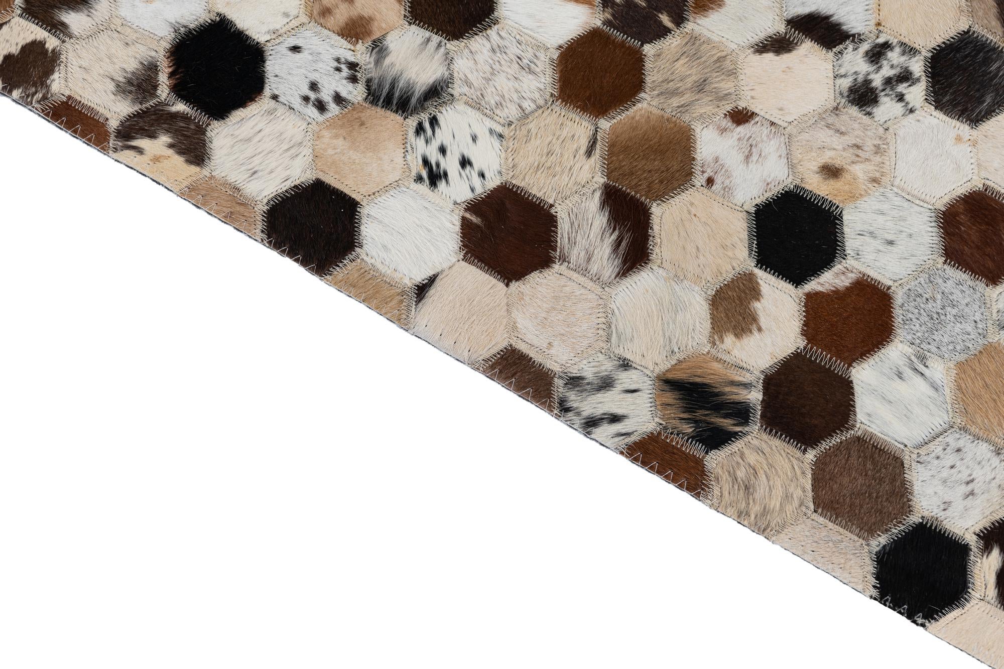 2' x 3' 1 Cowhide Leather Rug