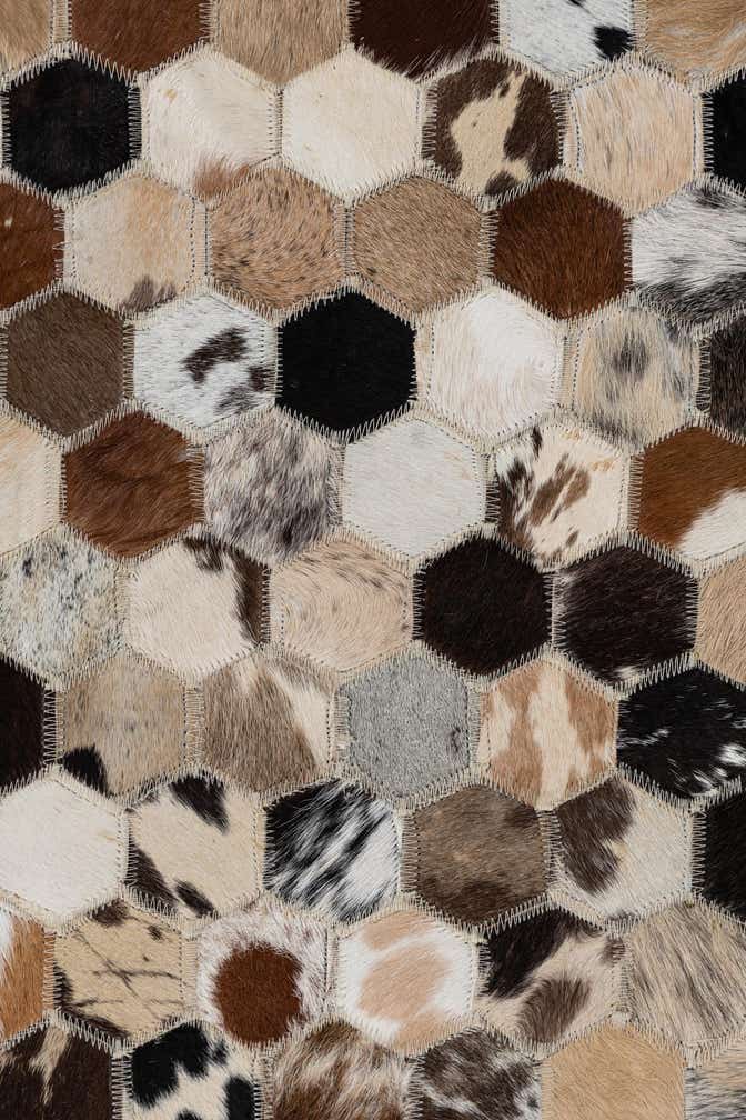 2' x 3' 1 Cowhide Leather Rug