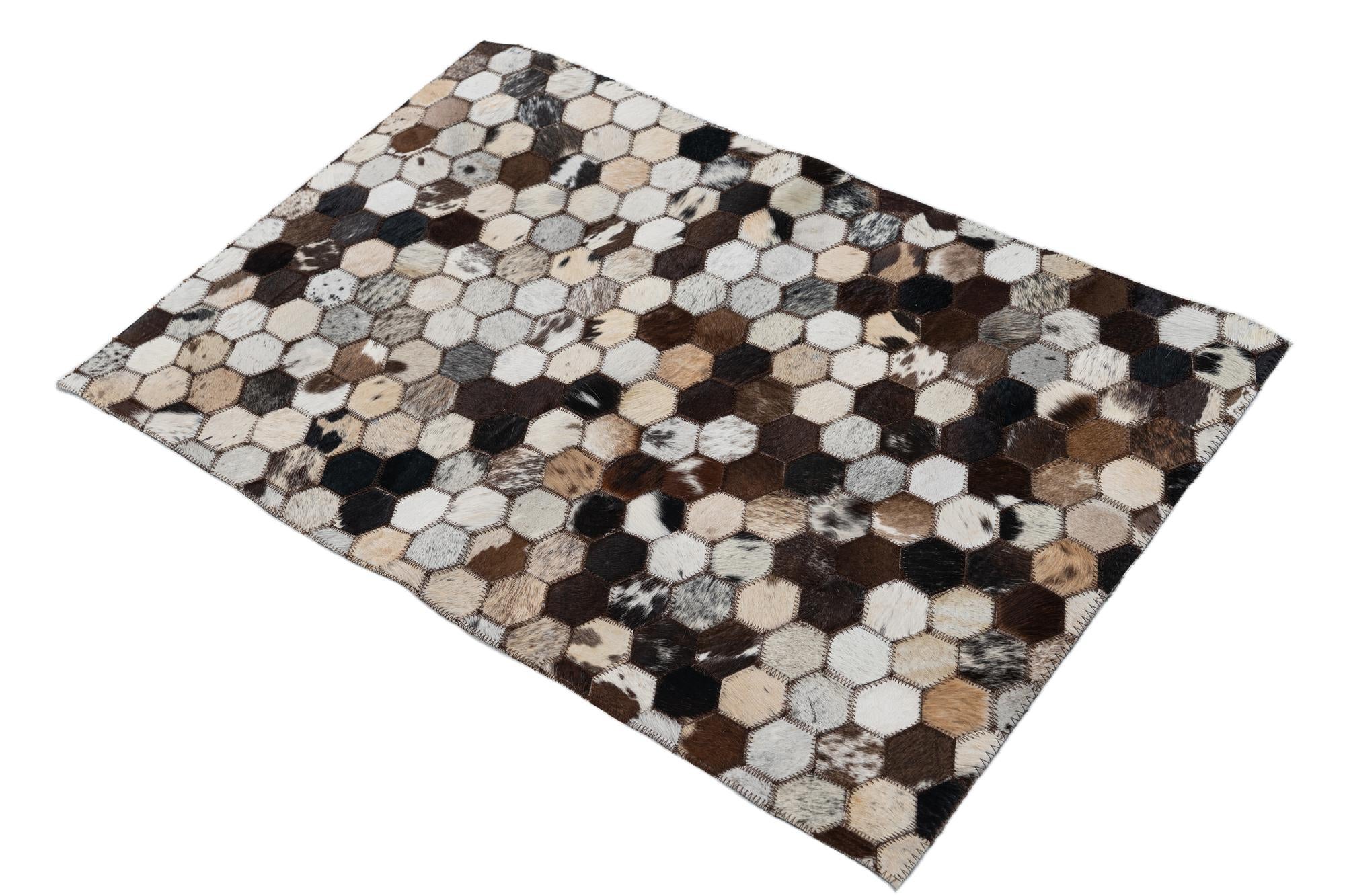 2' x 3' 1 Cowhide Leather Rug