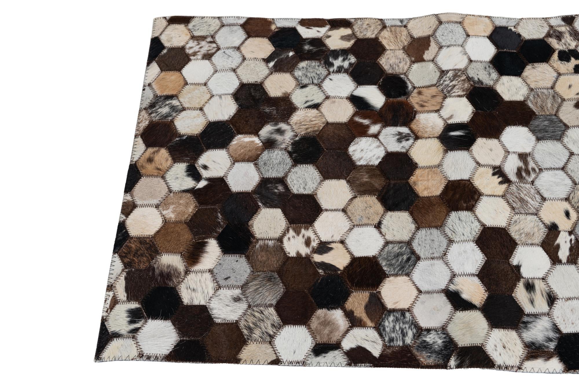 2' x 3' 1 Cowhide Leather Rug