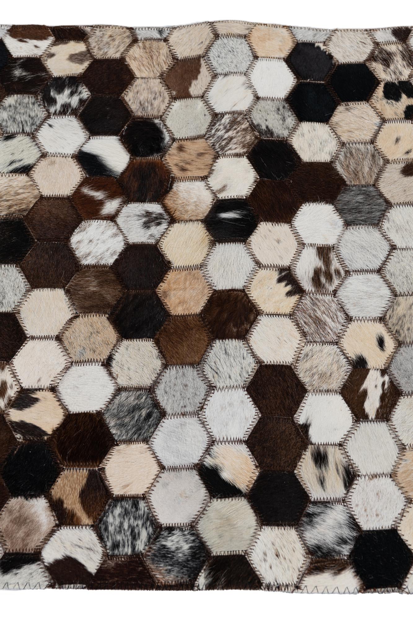 2' x 3' 1 Cowhide Leather Rug