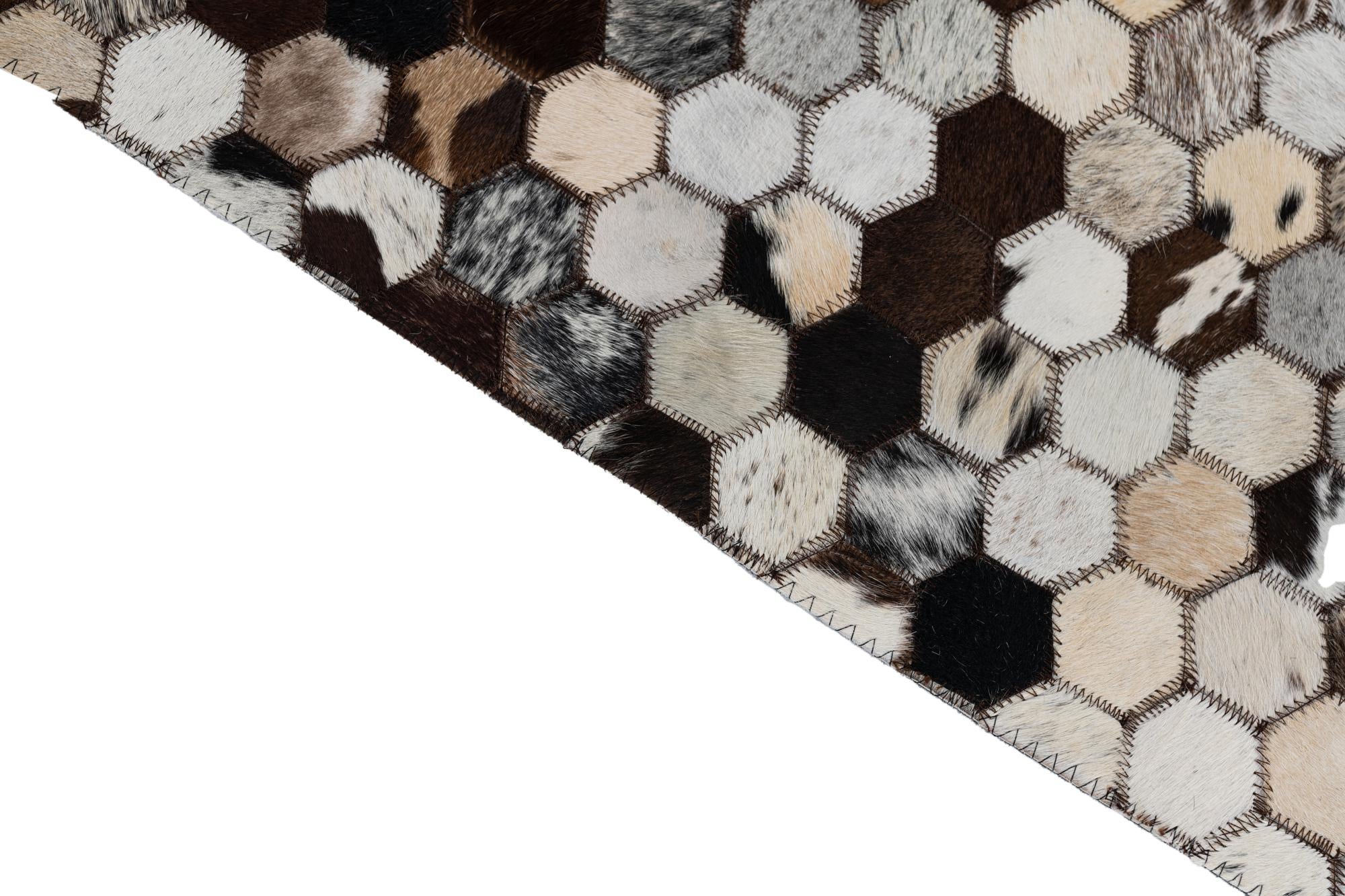 2' x 3' 1 Cowhide Leather Rug